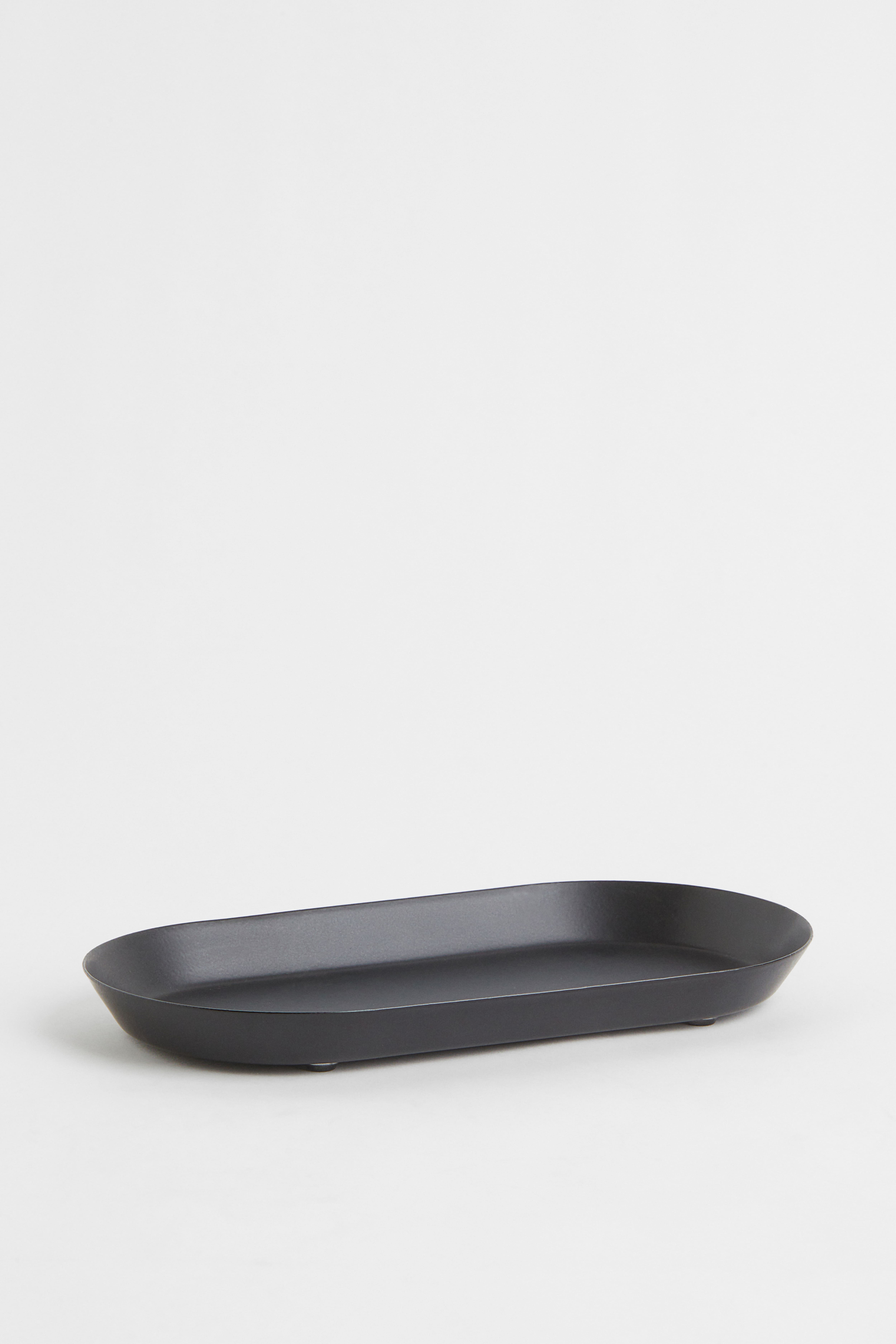 Oval Metal Tray shops - Black - 3R Studios,fru