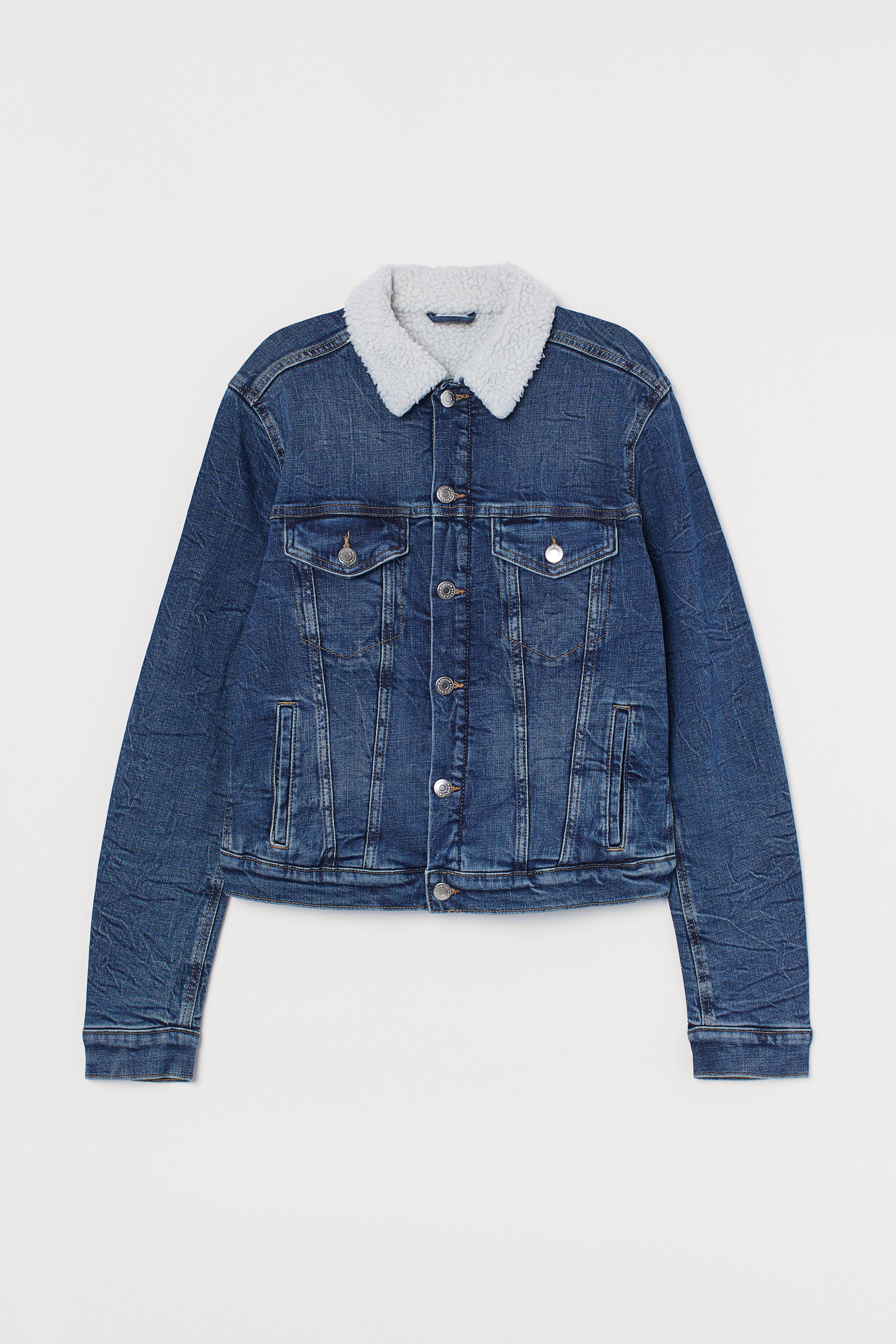 H&m denim jacket with fur shops