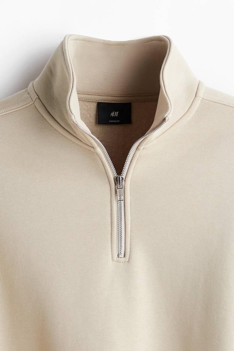 Loose Fit Half-Zip Sweatshirt - Beige - Men | H&M US