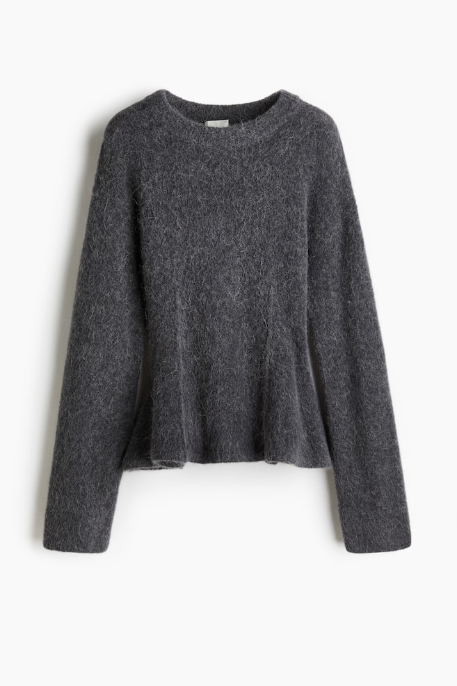 Pull péplum en alpaga mélangé - Gris foncé - 1