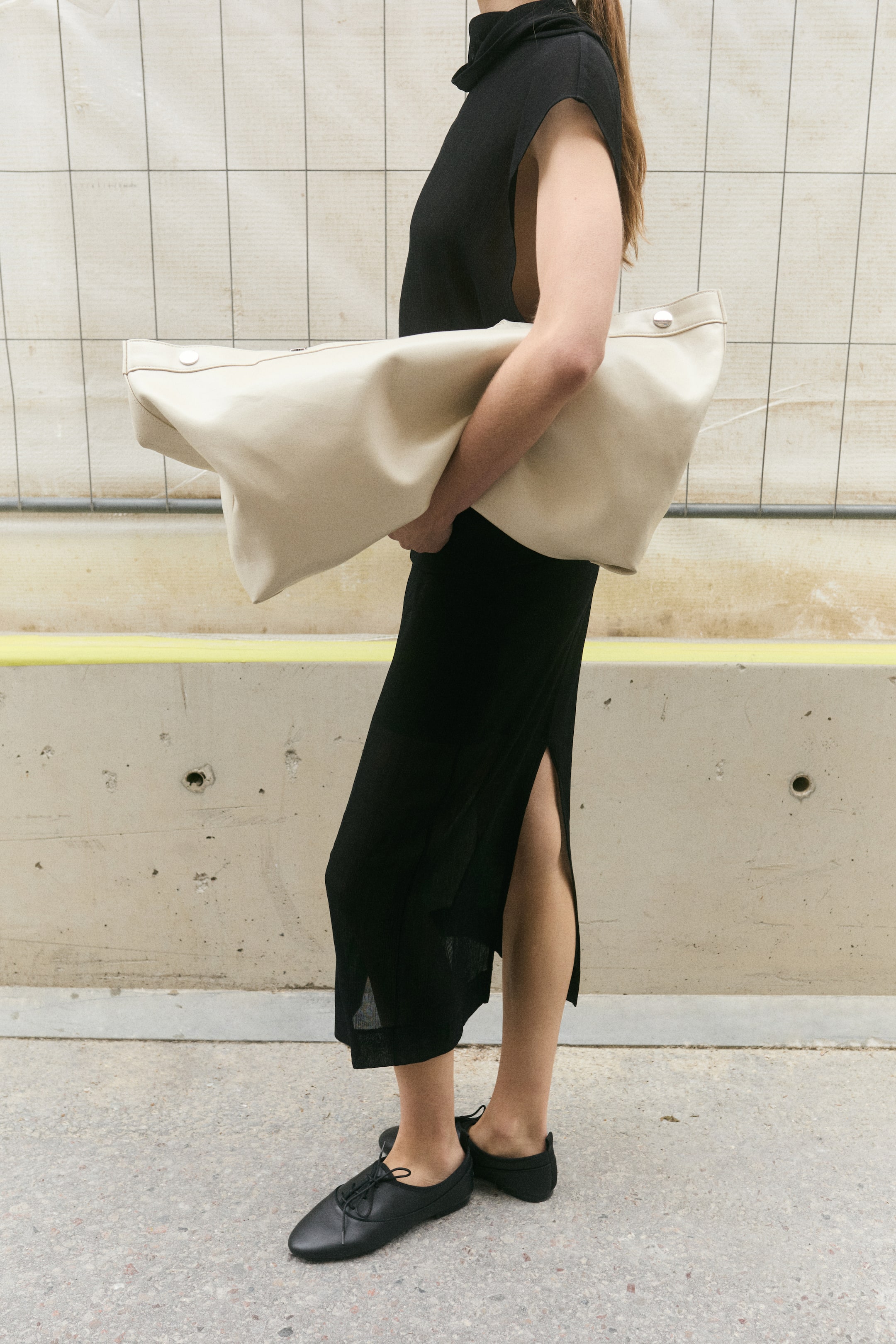 Crinkled Midi Skirt