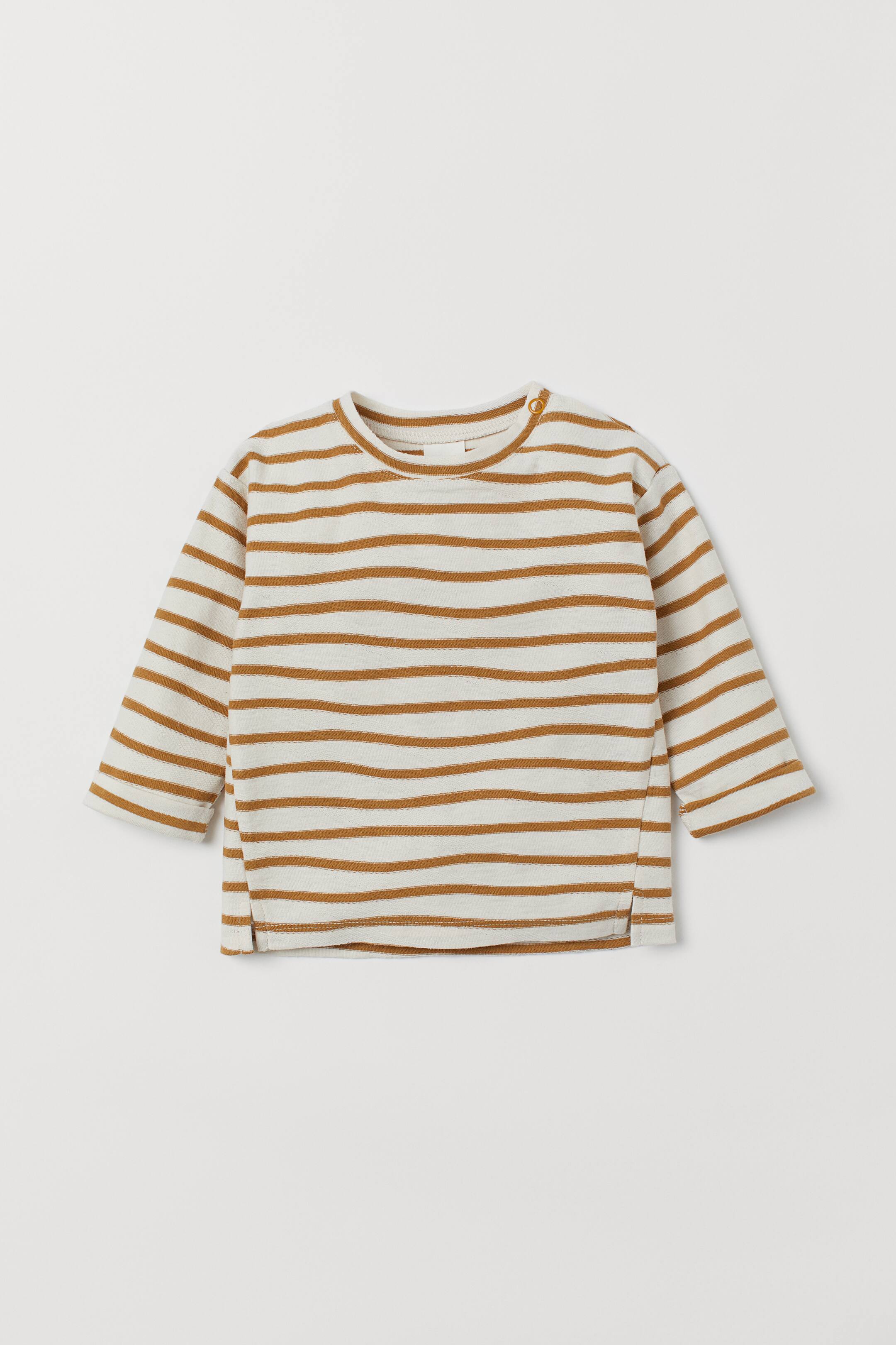 T-shirt Fille Marks And Spencer 7-8 Ans - Rayé Orange, Coton Doux, Col Rond