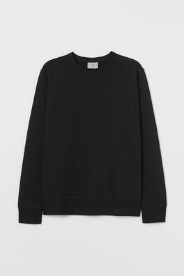 Regular Fit Pima Cotton Sweatshirt - Crew-neck - Long sleeve - Black ...