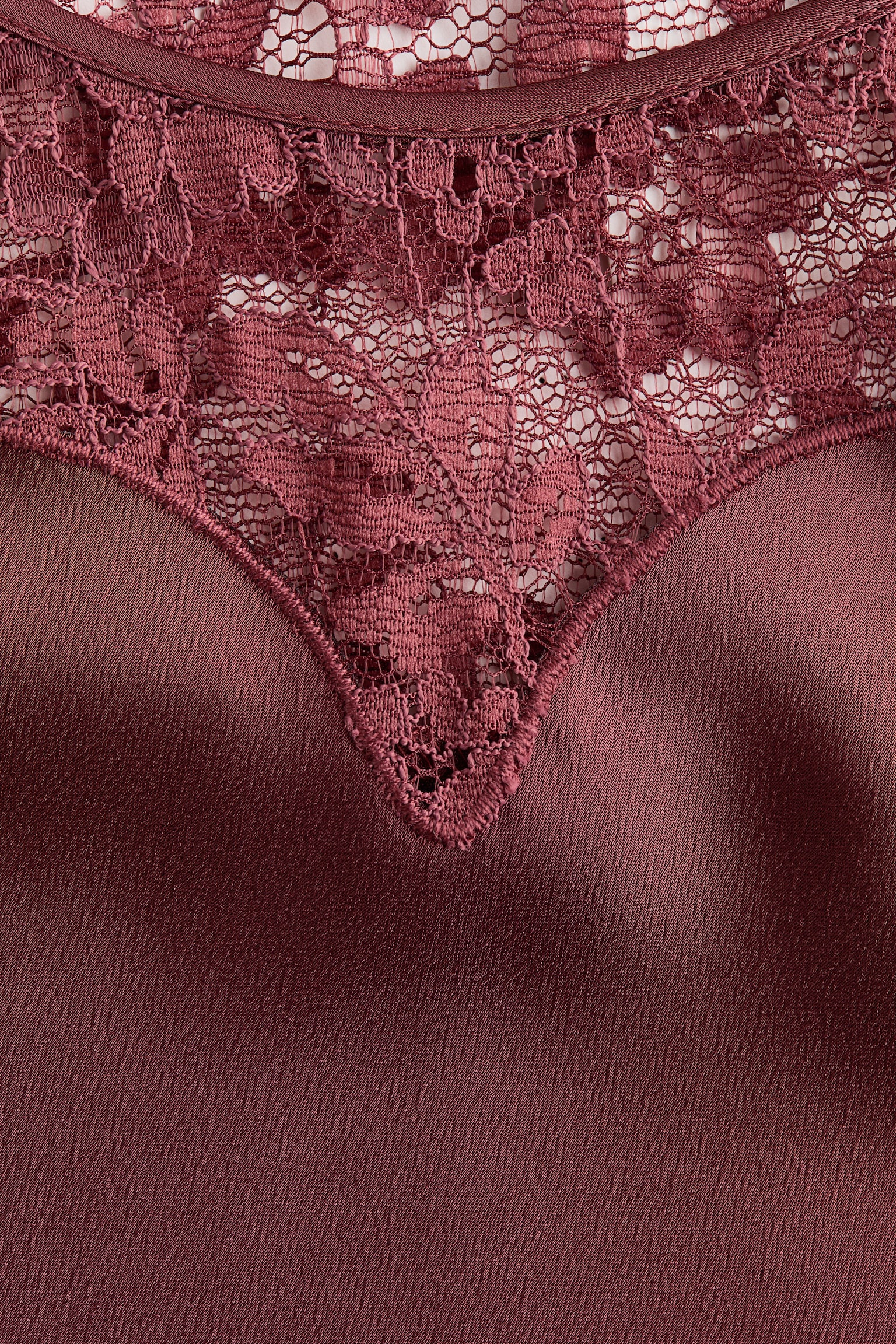 Женское платье H&M Lace-Inset Satin, цвет: Ржавый красный — фото 6