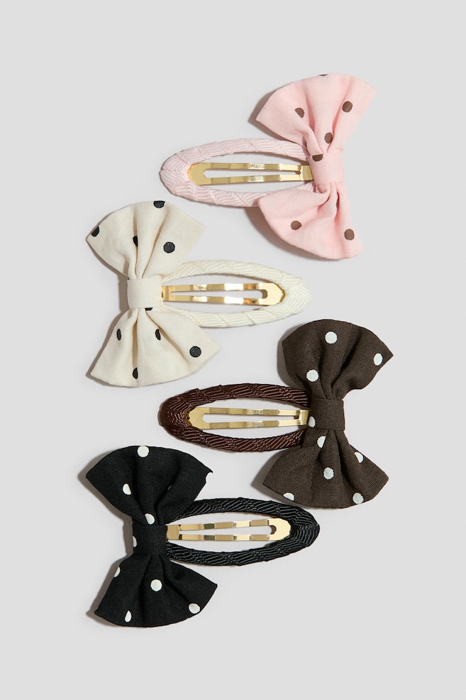 Lot de 4 barrettes avec application - Rose clair/pois/Rose ancien foncé/beige clair/Bleu/imprimé léopard/Violet clair/arc-en-ciel/Bleu/cheval - 1