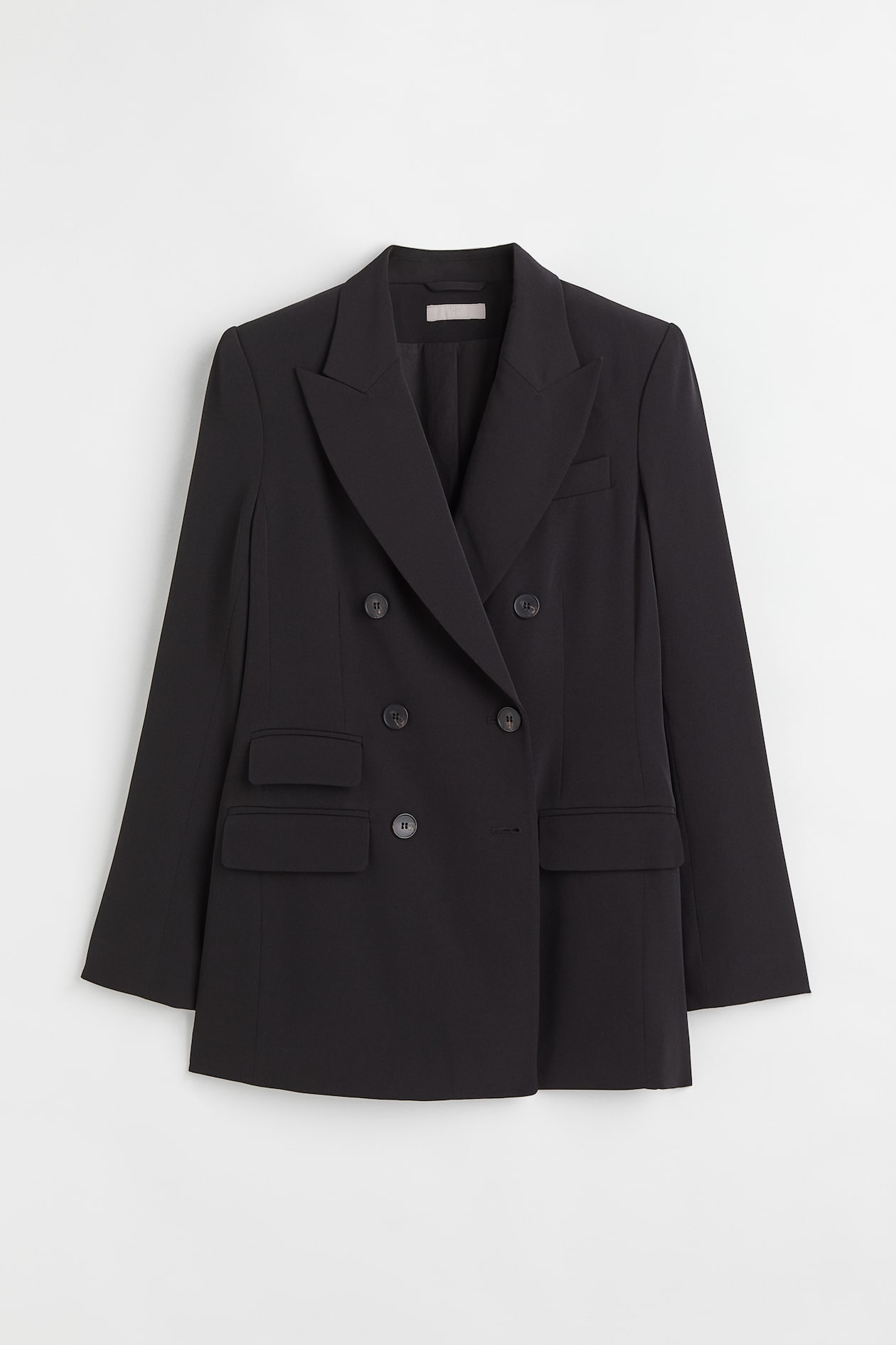 Double-breasted jacket - Long sleeve - Long - Black - Ladies | H&M GB