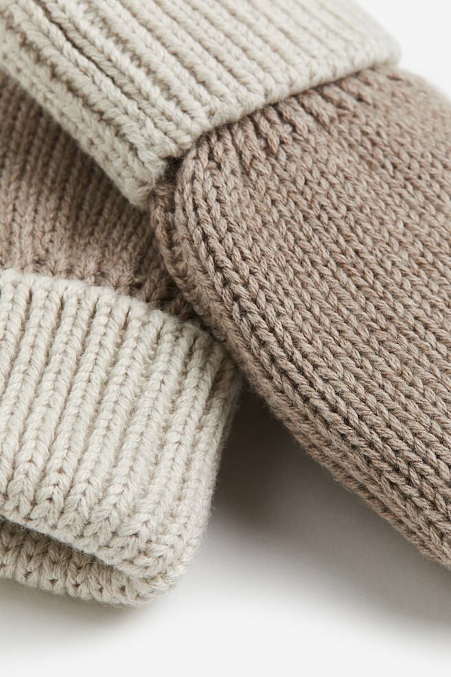 Fleece-lined mittens - Mole/Light beige/Old rose/Light pink - 2