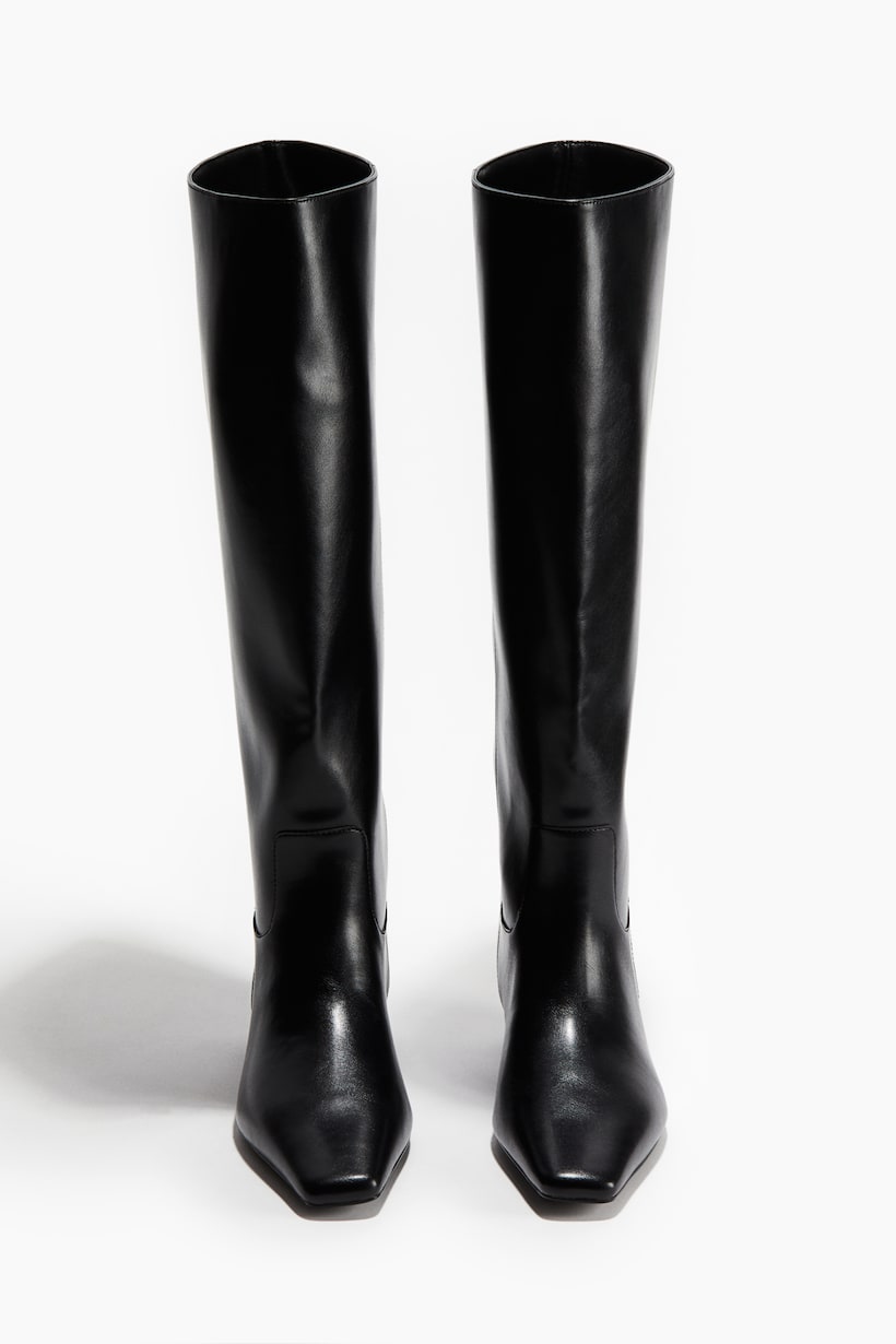 Knee Boots Hm Stiefel Schwarz Boots Damen-Stiefel Von Grau Bis