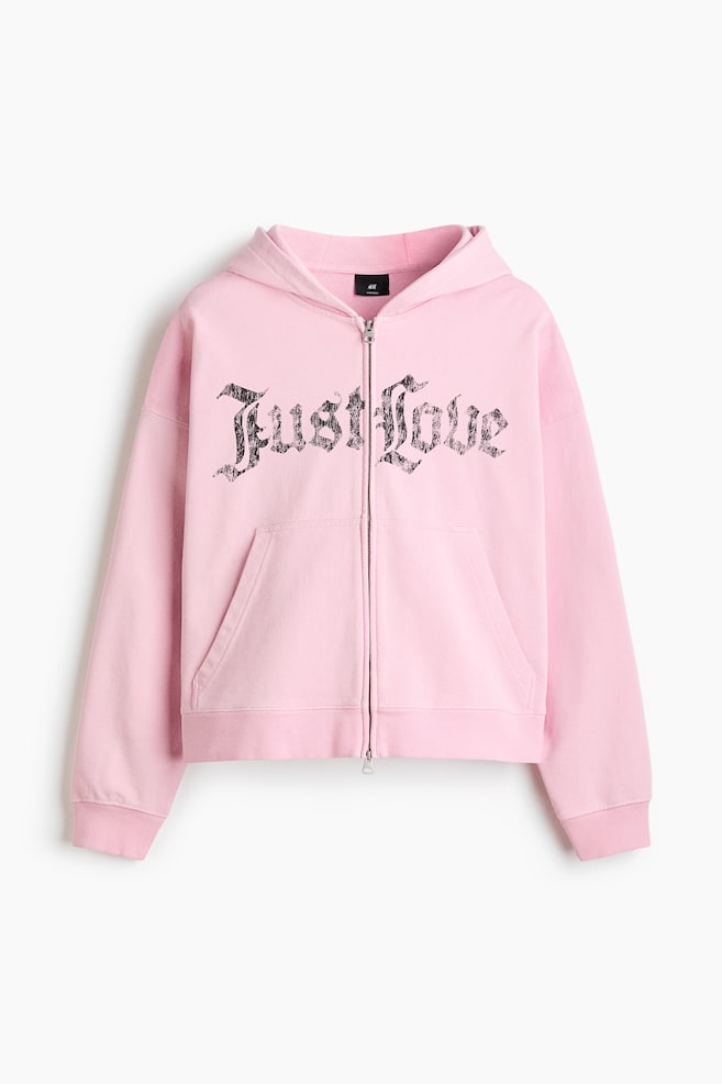 Oversized Hooded Jacket - Pink/Just Love/Black/No Love Just Fire - 1