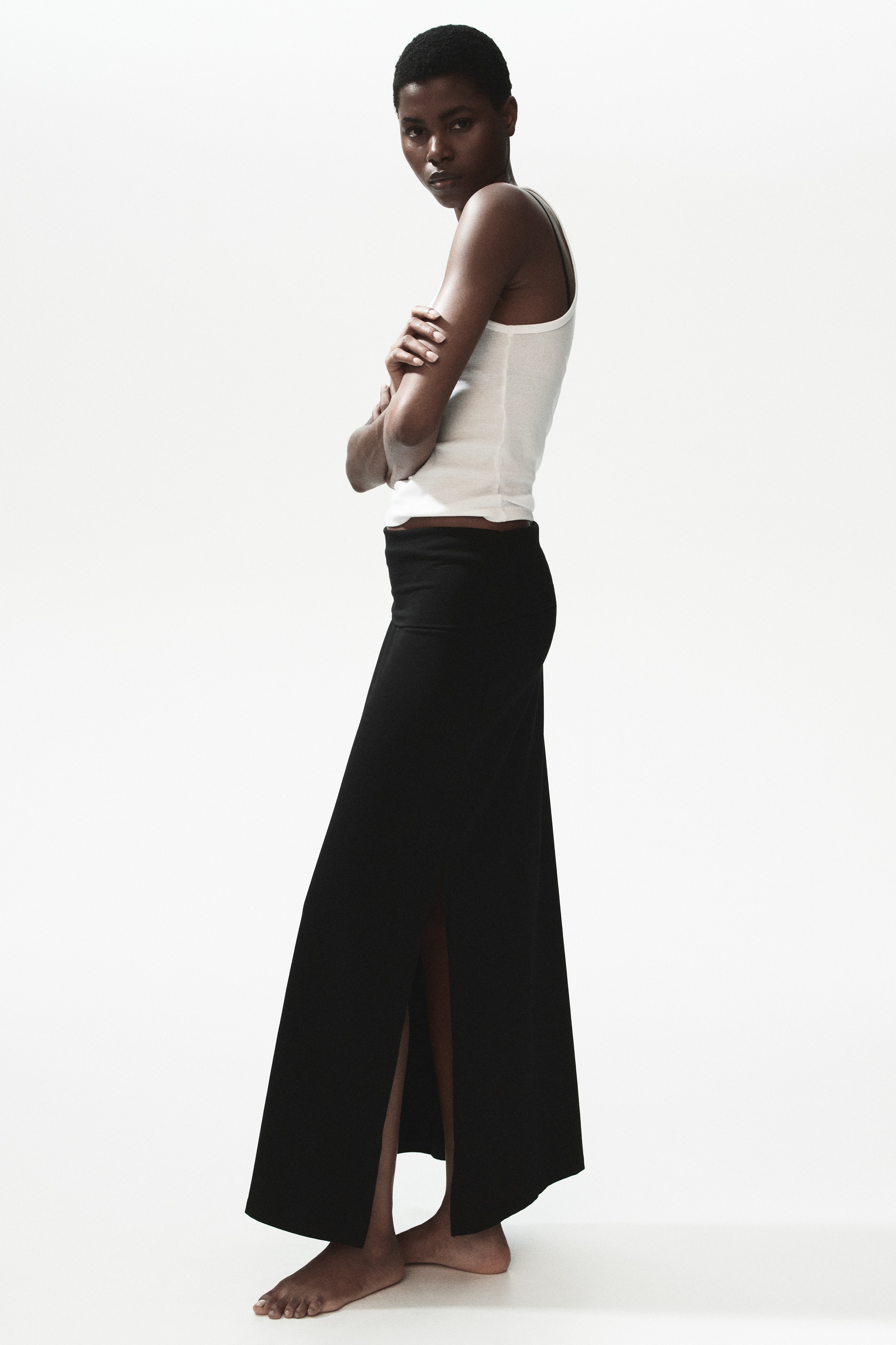 Cotton Skirt with Foldover WaistModel