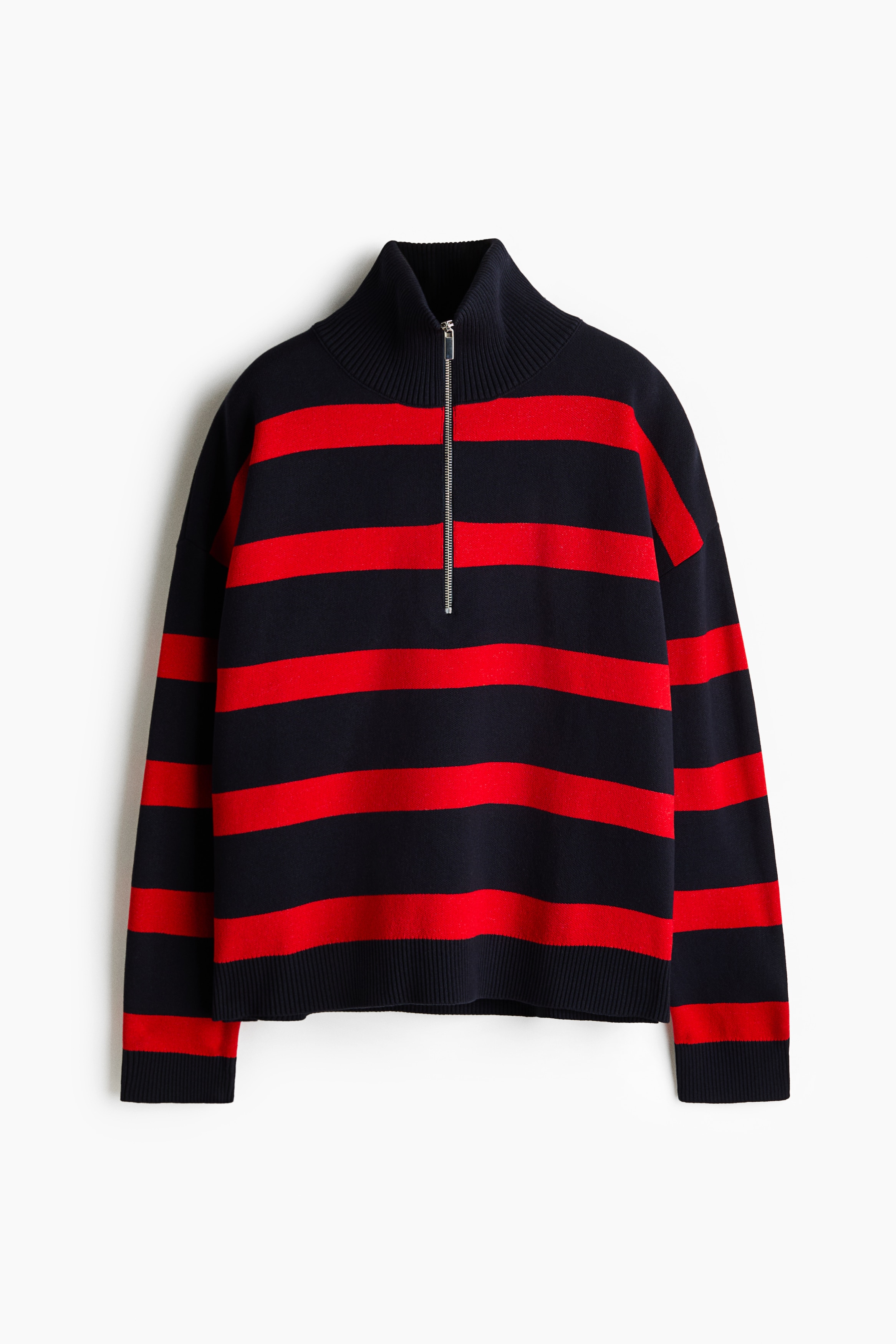 Half-Zip Sweater - Navy blue/striped