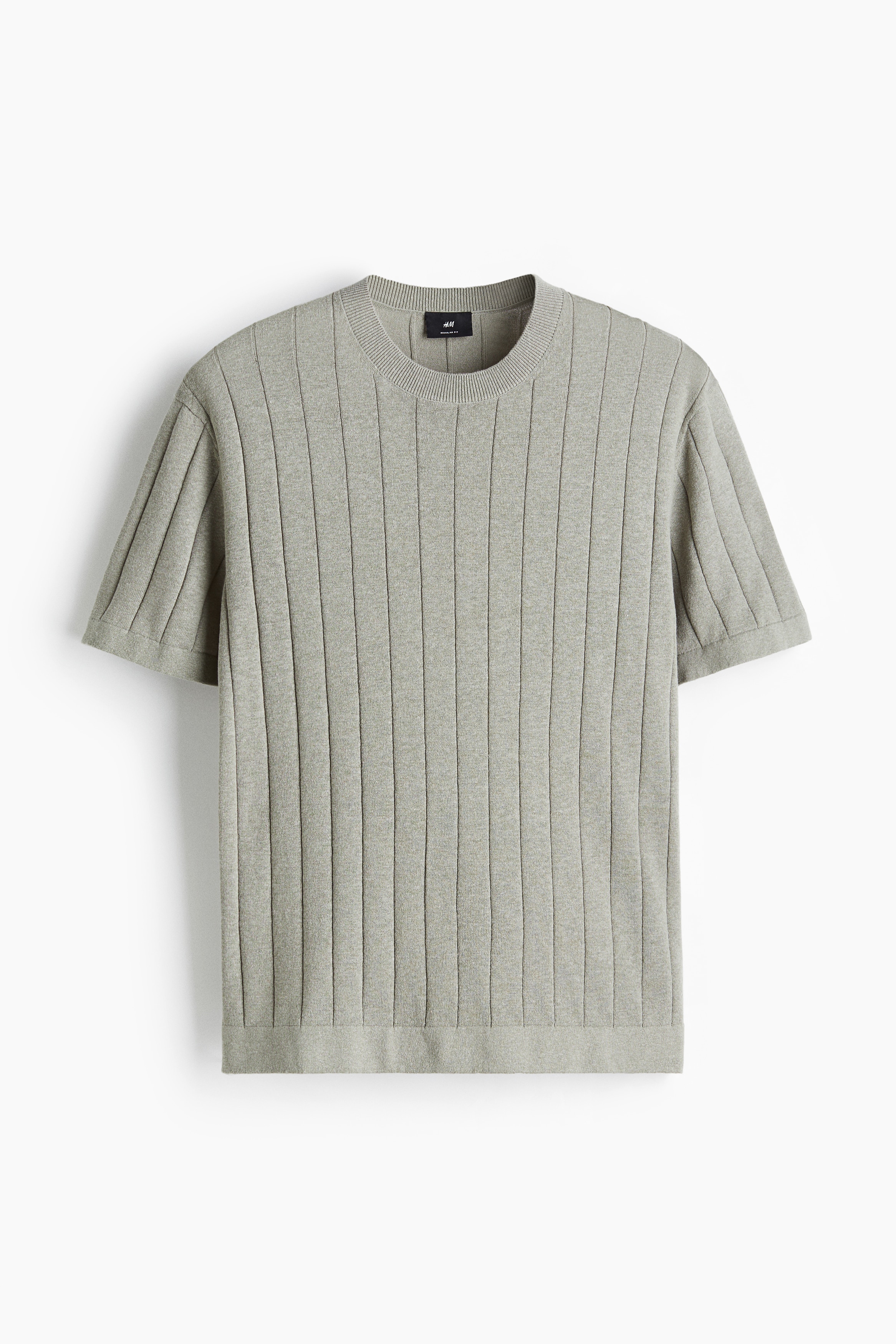 Regular-Fit Knit T-Shirt - Sage green/Cream
