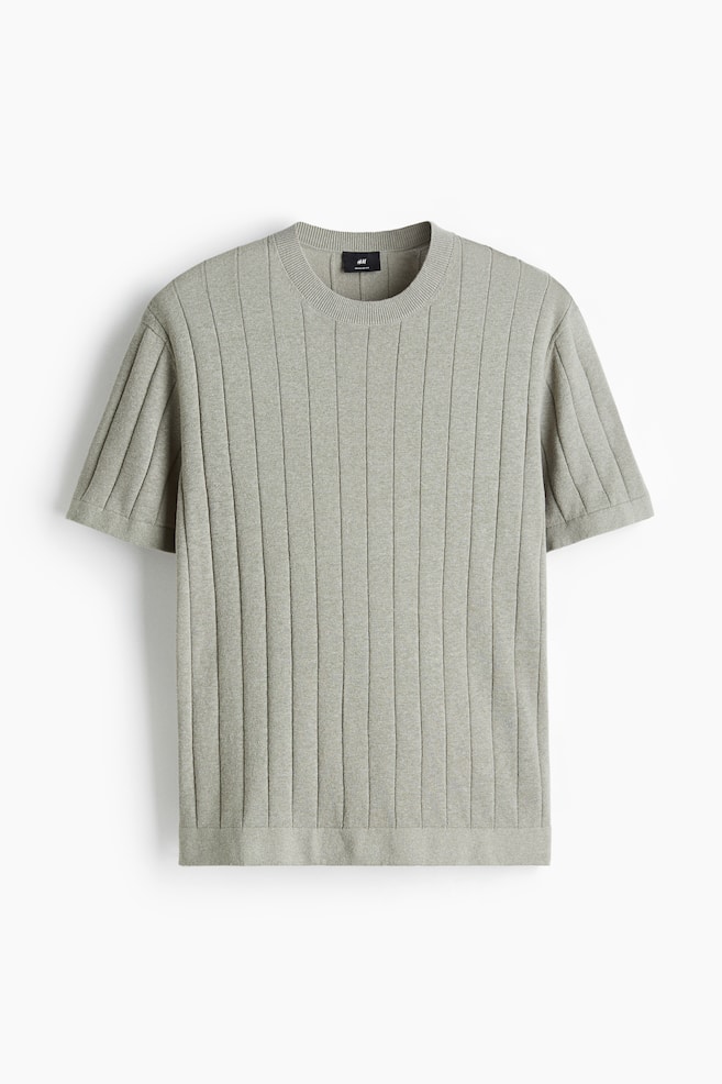 Regular Fit Knitted T-shirt - Sage green - 1