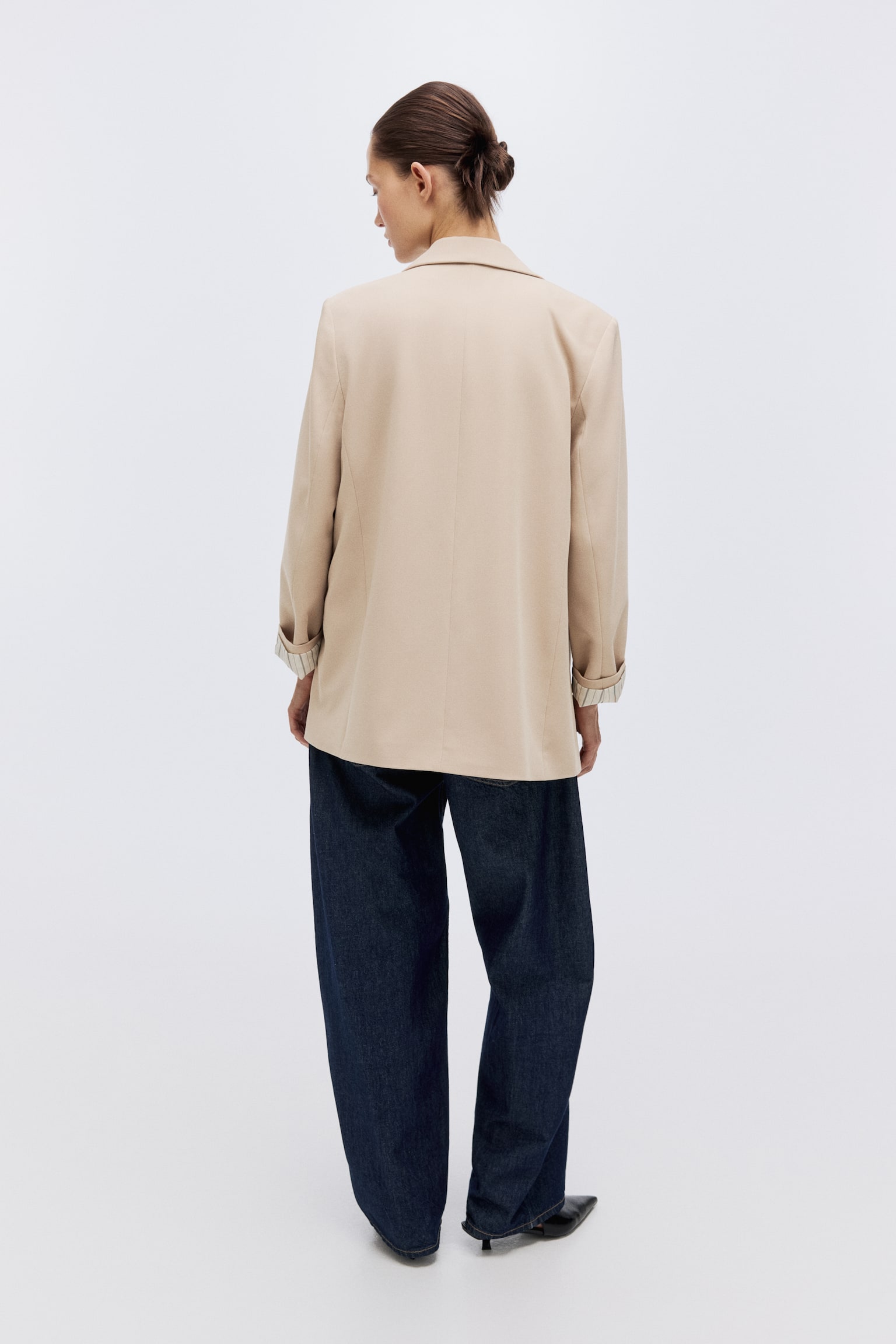 Lyocell-blend blazer - Light beige/Dark brown/Pigeon blue - 6