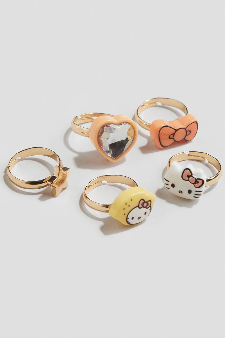 Sanrio Ring Kitty 5-pack Rings Yellow/Hello Kitty Kids H&M IN