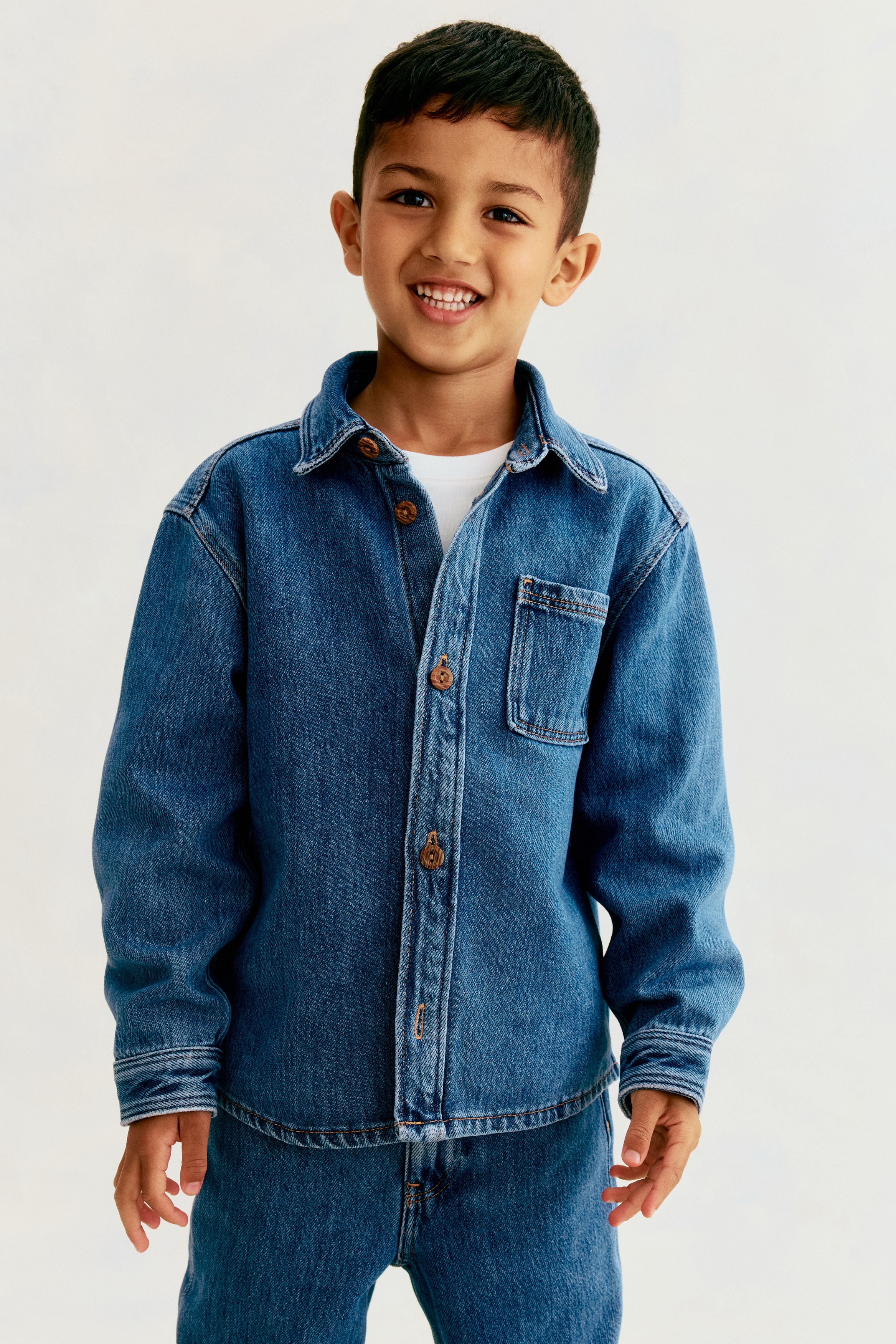 Overshirt i denim - Denimblå/Mørk denimblå