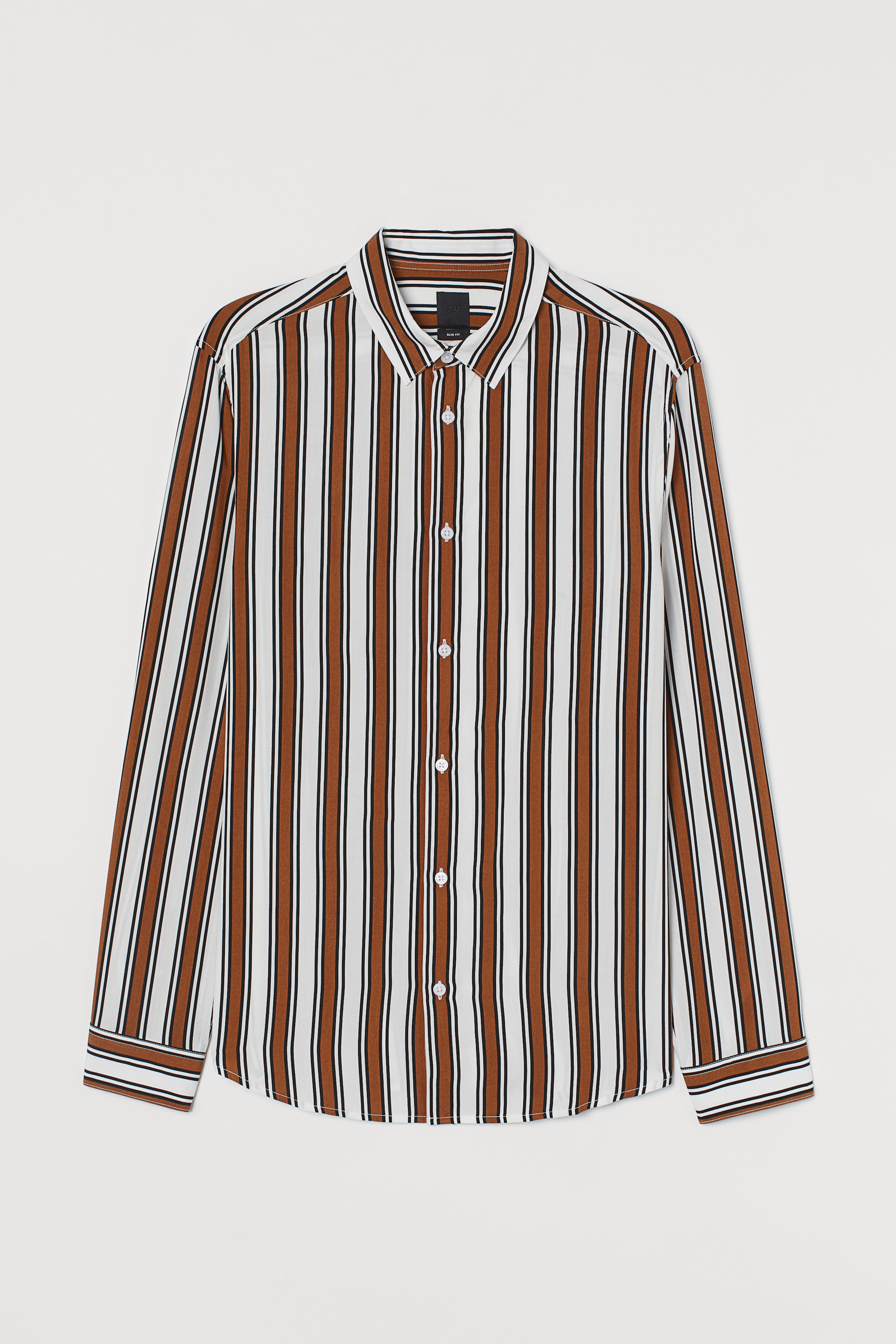 H&m black and white striped shirt mens best sale