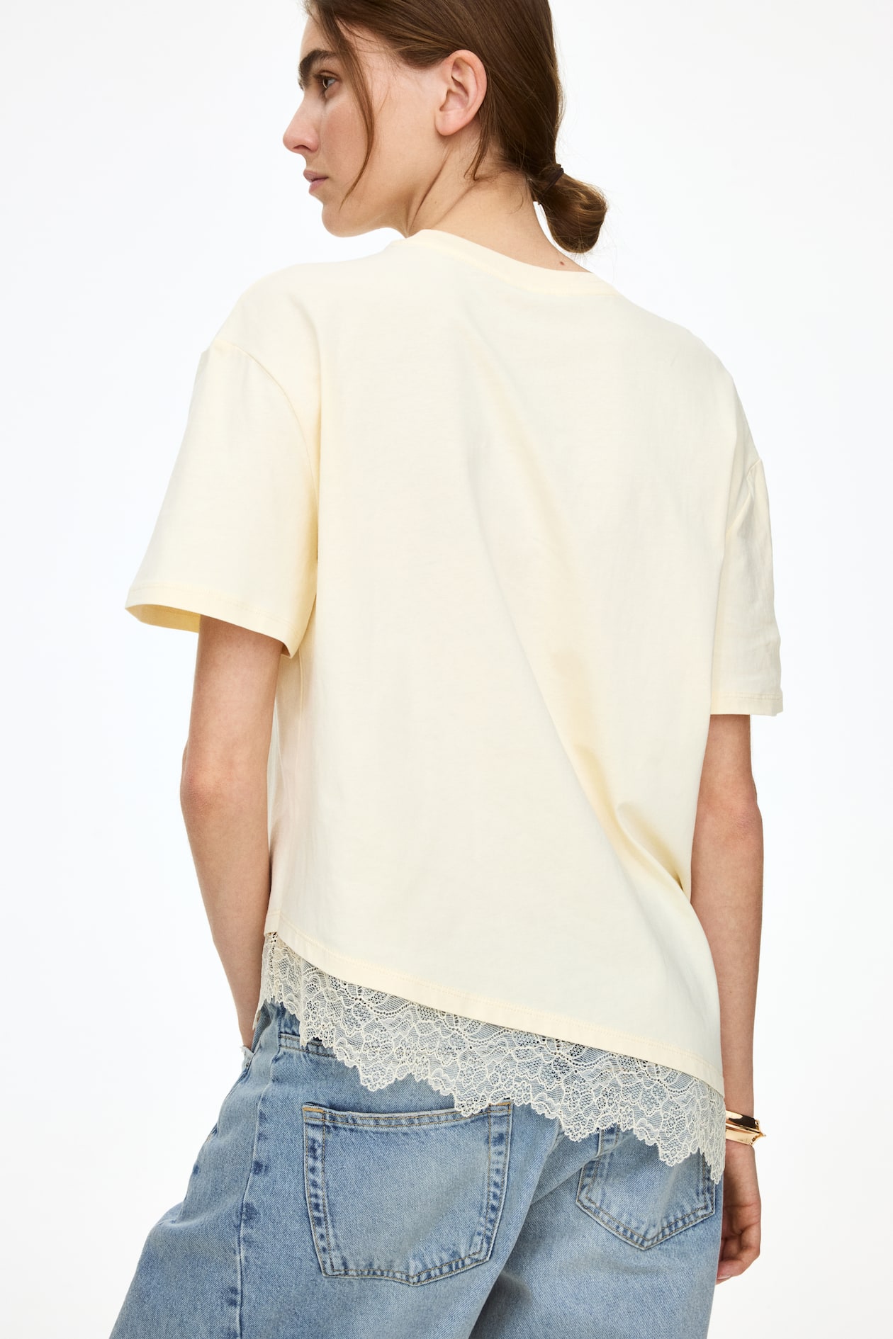 Asymmetric Lace-Trimmed T-Shirt - image 5