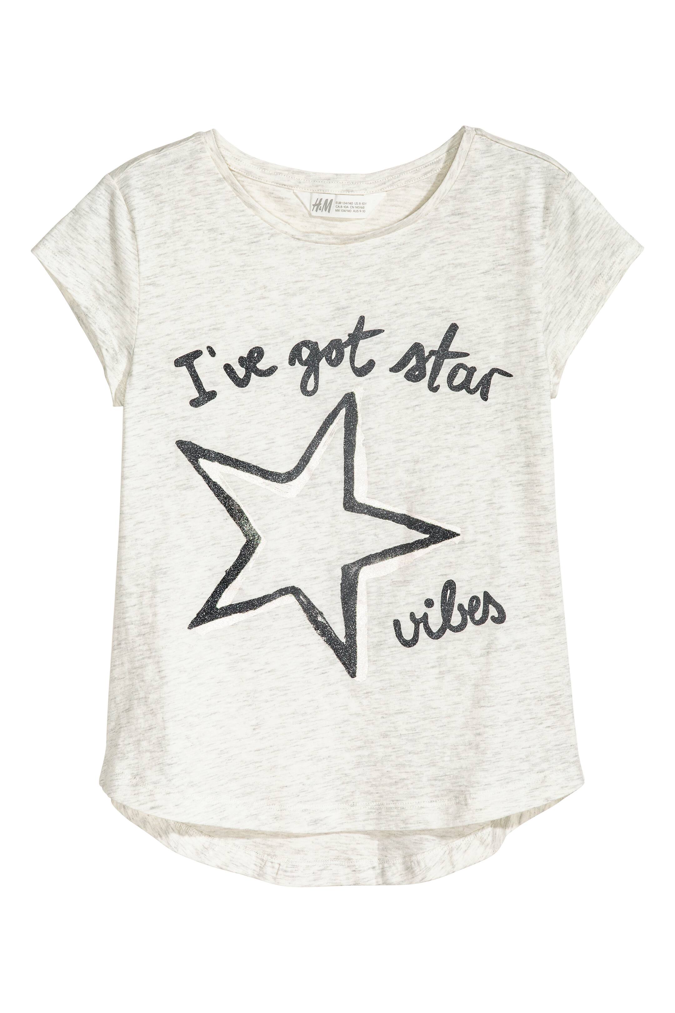 View larger image: Printed jersey top - Light beige marl - Kids | H&M GB 1