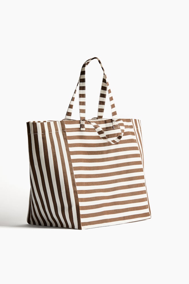 Cotton canvas beach bag - Brown/White striped/Beige/Striped/Green/Striped/Blue/Striped/Yellow/Striped - 3