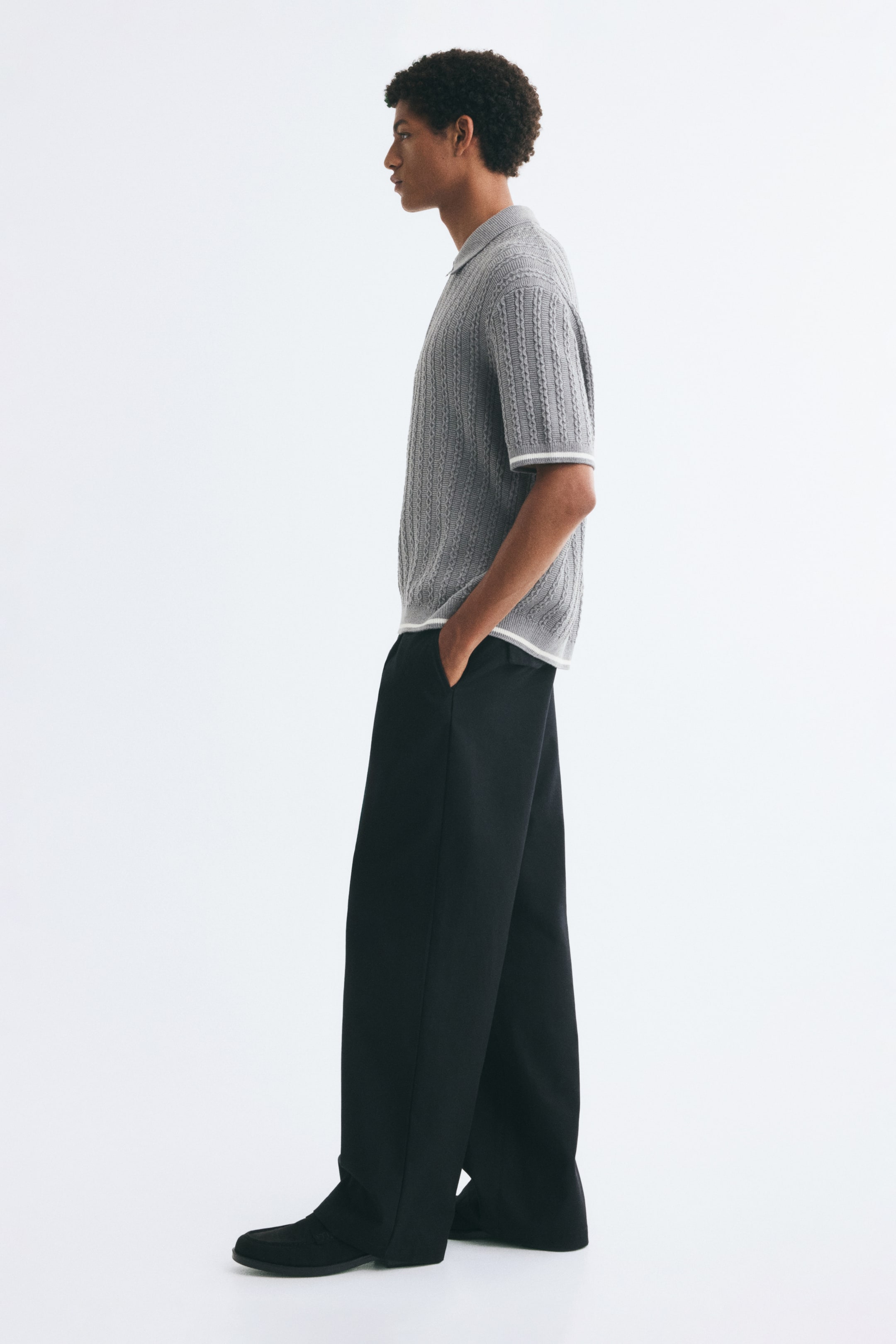 Relaxed-Fit Half-Zip Polo Shirt