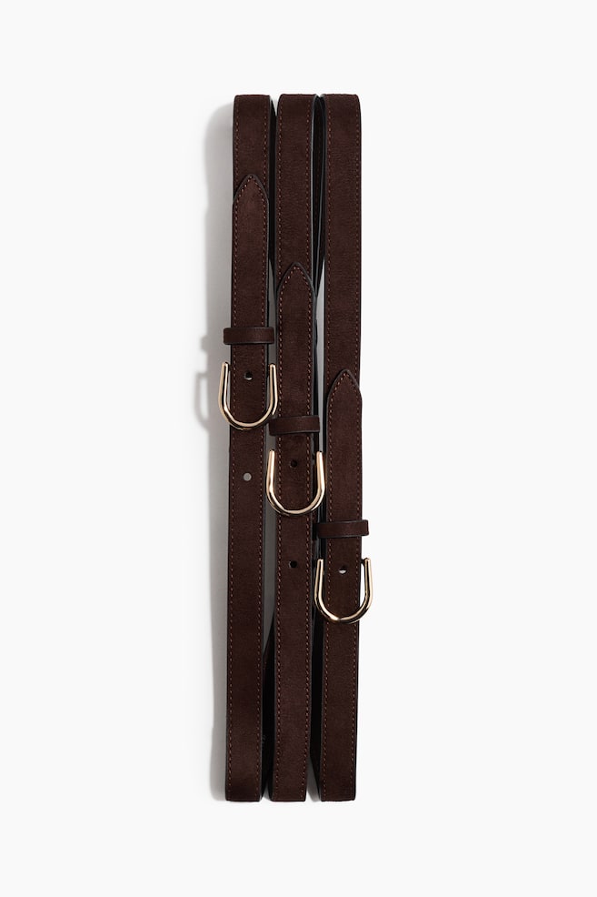 Three-strap waist belt - Dark brown/Beige - 1