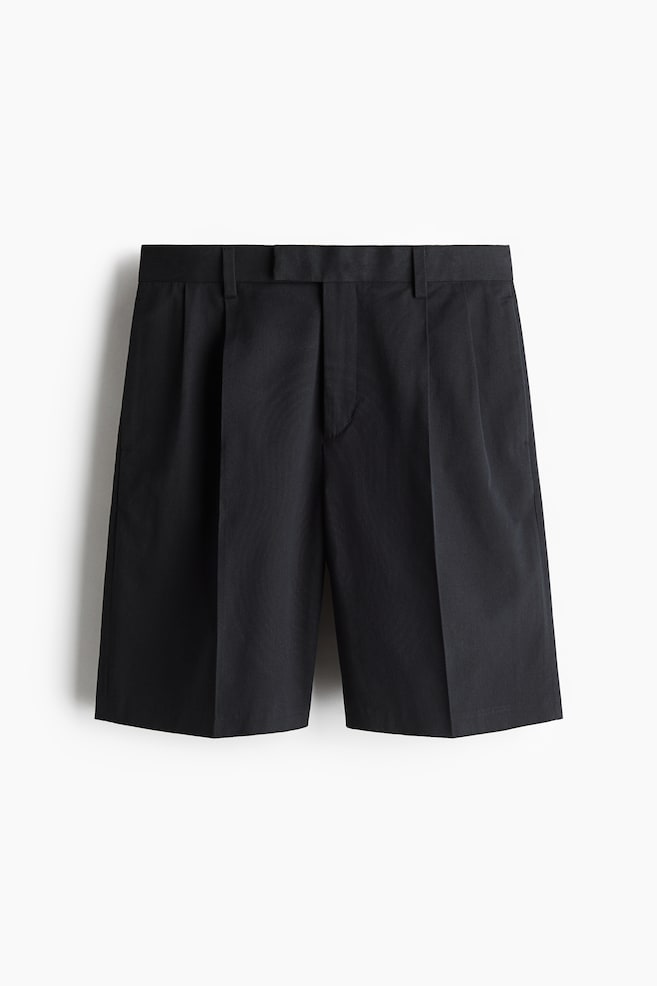 Bermuda van keper Relaxed Fit - Zwart/Bruin - 1