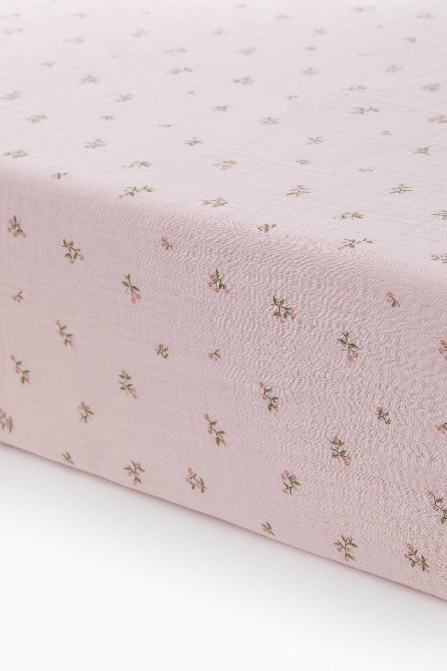 Lençol-capa para berço em musselina - Rosa claro/Floral/Creme/Floral/Toupeira claro/Floral - 1
