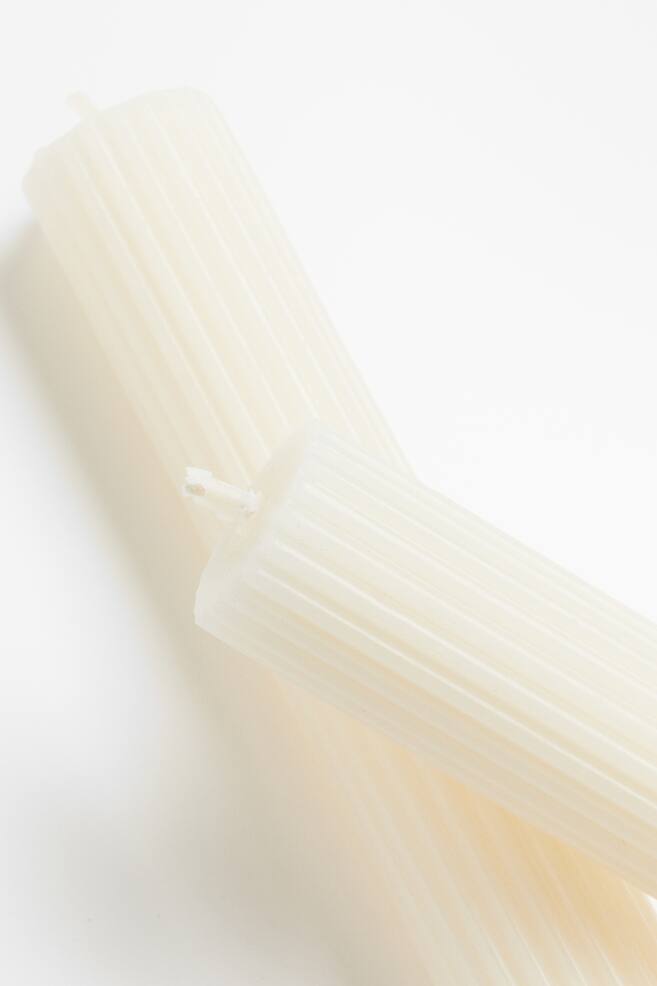 2-pack ribbed candles - White/Light mole - 2