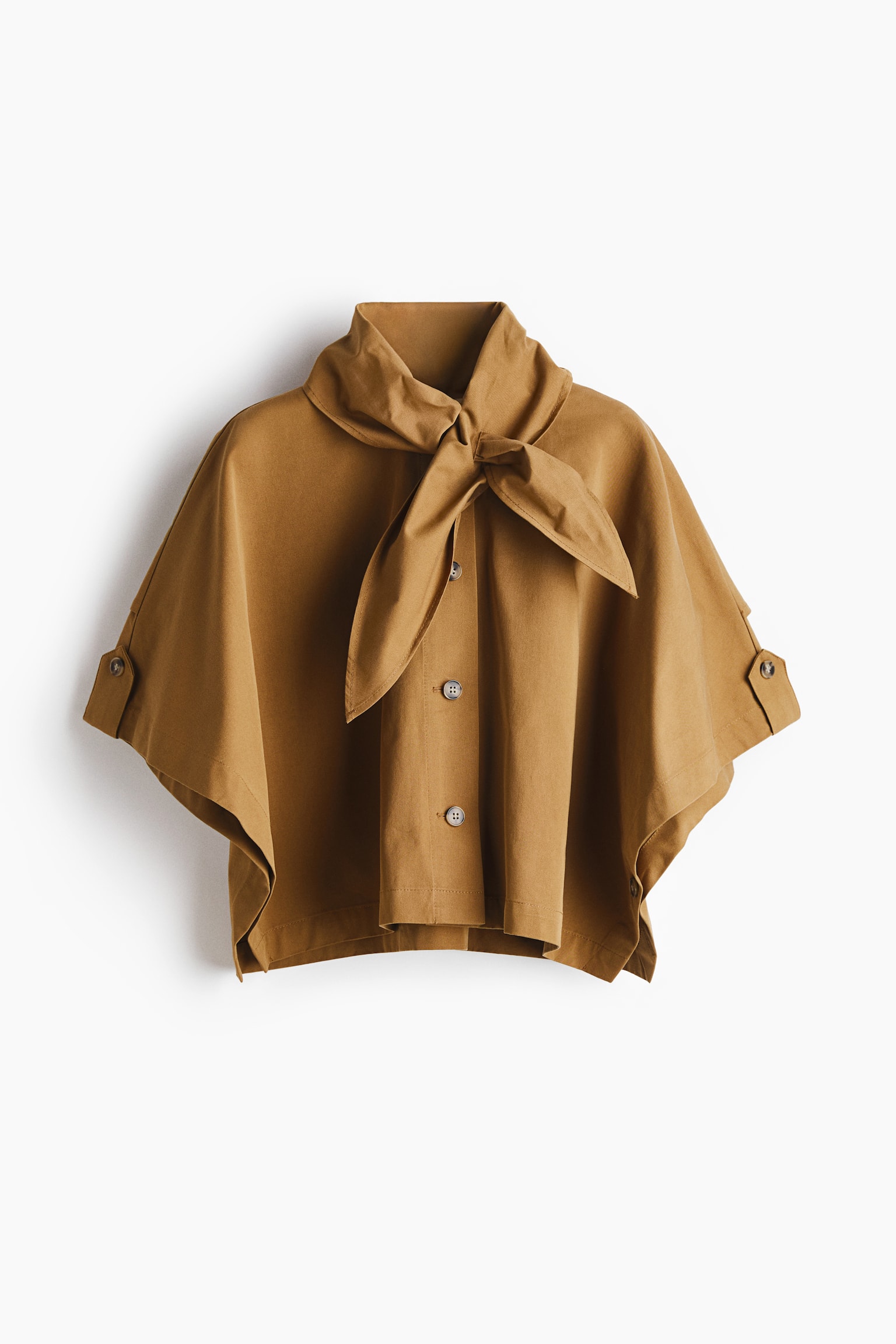 Scarf-detail trench cape - Dark beige/Light beige - 2