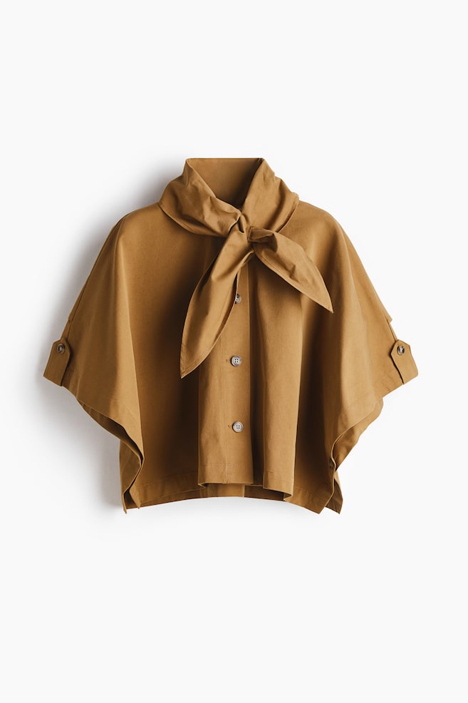 Scarf-detail trench cape - Dark beige/Light beige - 1