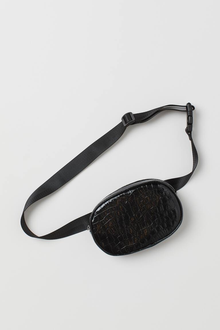 Oval waist bag Black/Crocodile-patterned Ladies H&M HK
