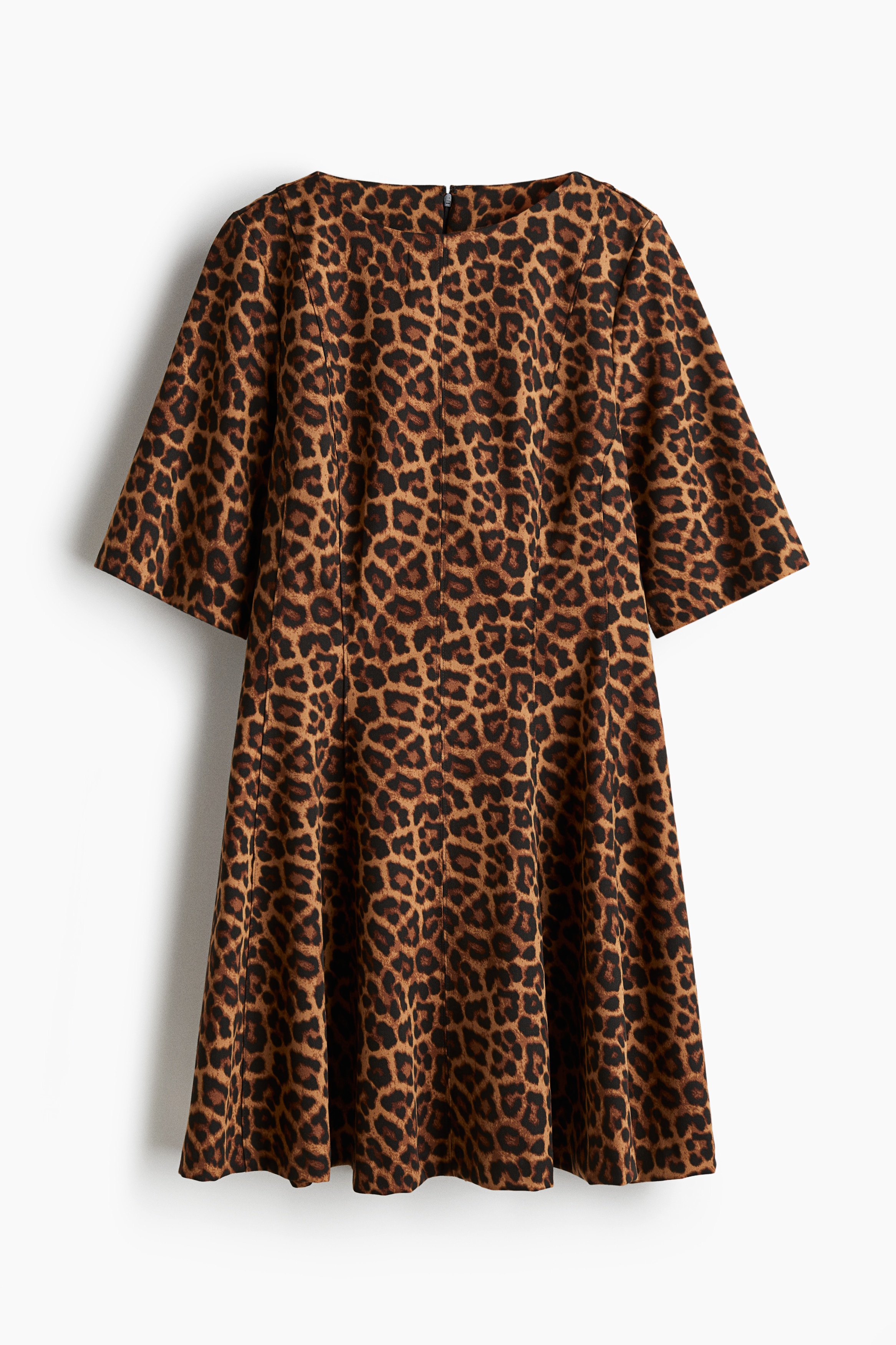 Μεσάτο φόρεμα από ντιαγκονάλ ύφασμα - Σκούρο μπεζ/λεοπάρ μοτίβο/Μαύρο/καρό/Σκούρο μπεζ/Μπορντό/Μαύρο