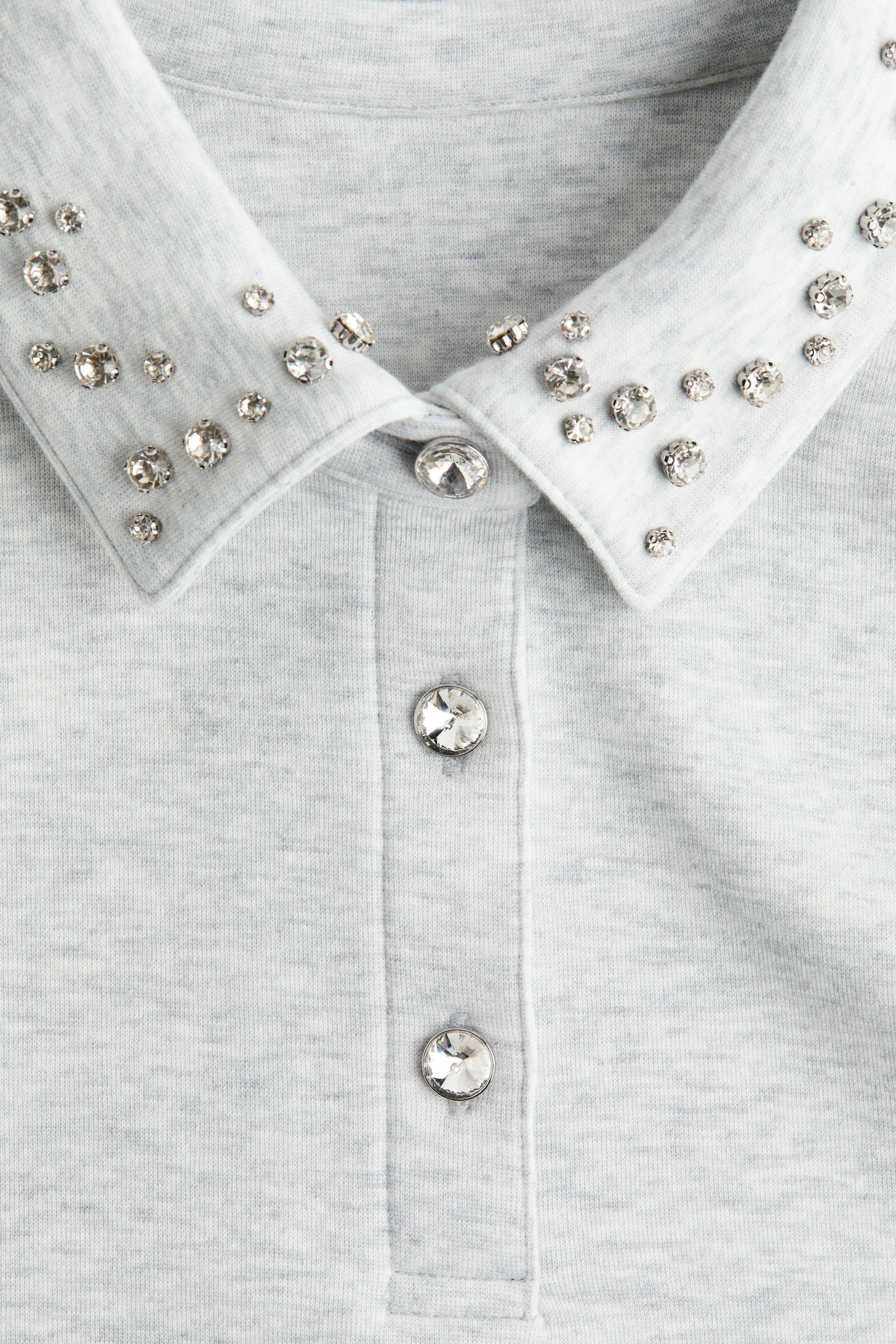 Embellished scuba rugby shirt - 라이트 그레이 멜란지 - 7