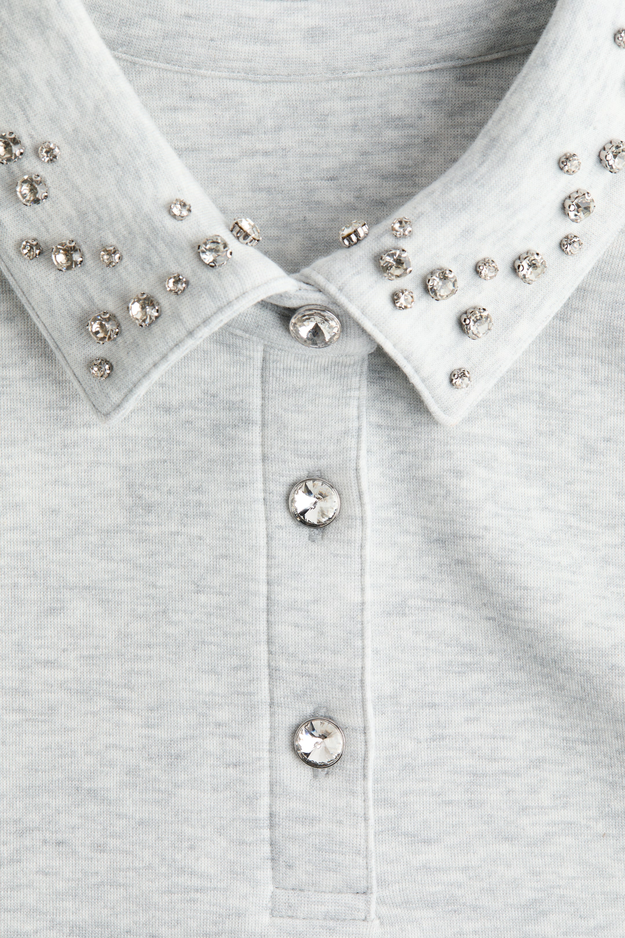 이미지 확대 보기: Embellished scuba rugby shirt - 라이트 그레이 멜란지 - 여성 | H&M KR 7