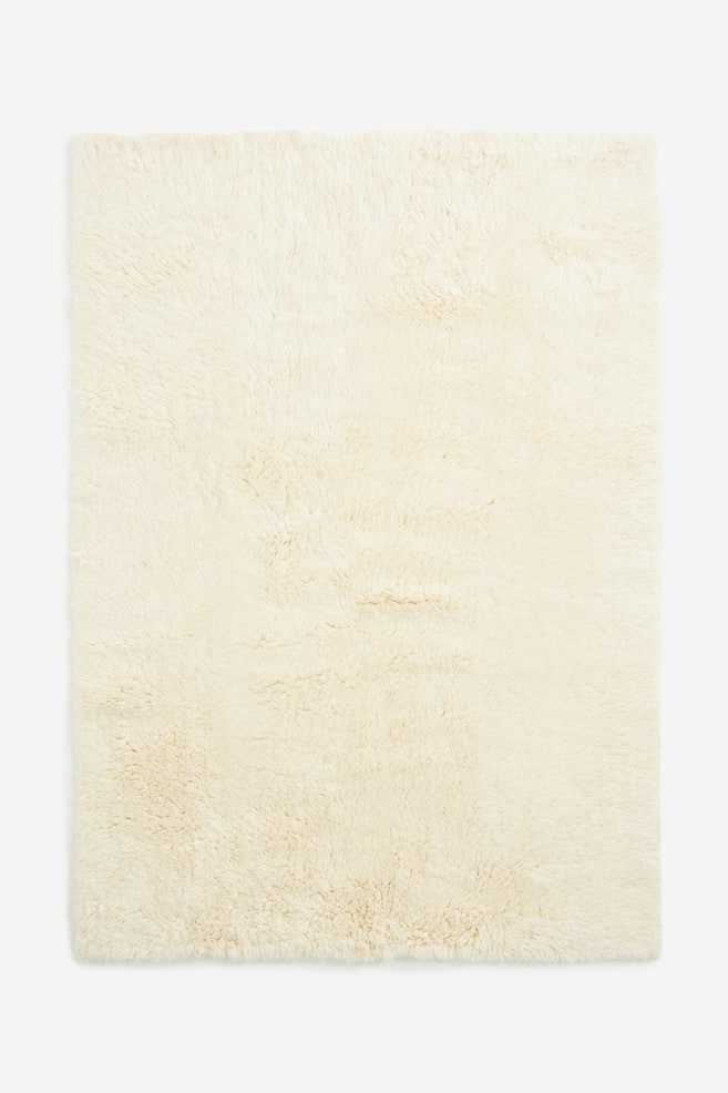 Langluvet gulvtæppe i uldblanding - Lys beige/Pudderrosa - 1