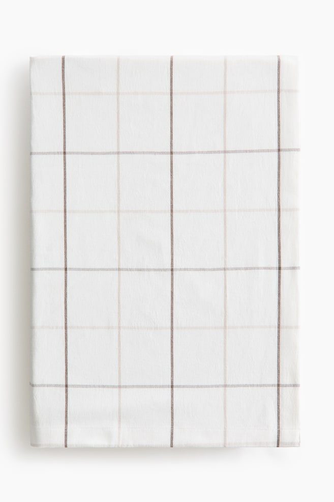 Patterned Linen-Blend Tablecloth - White/checked/Cream/dusty blue striped/Dusty blue/checked/Cream/brown striped/White/beige striped/Taupe/checked - 1