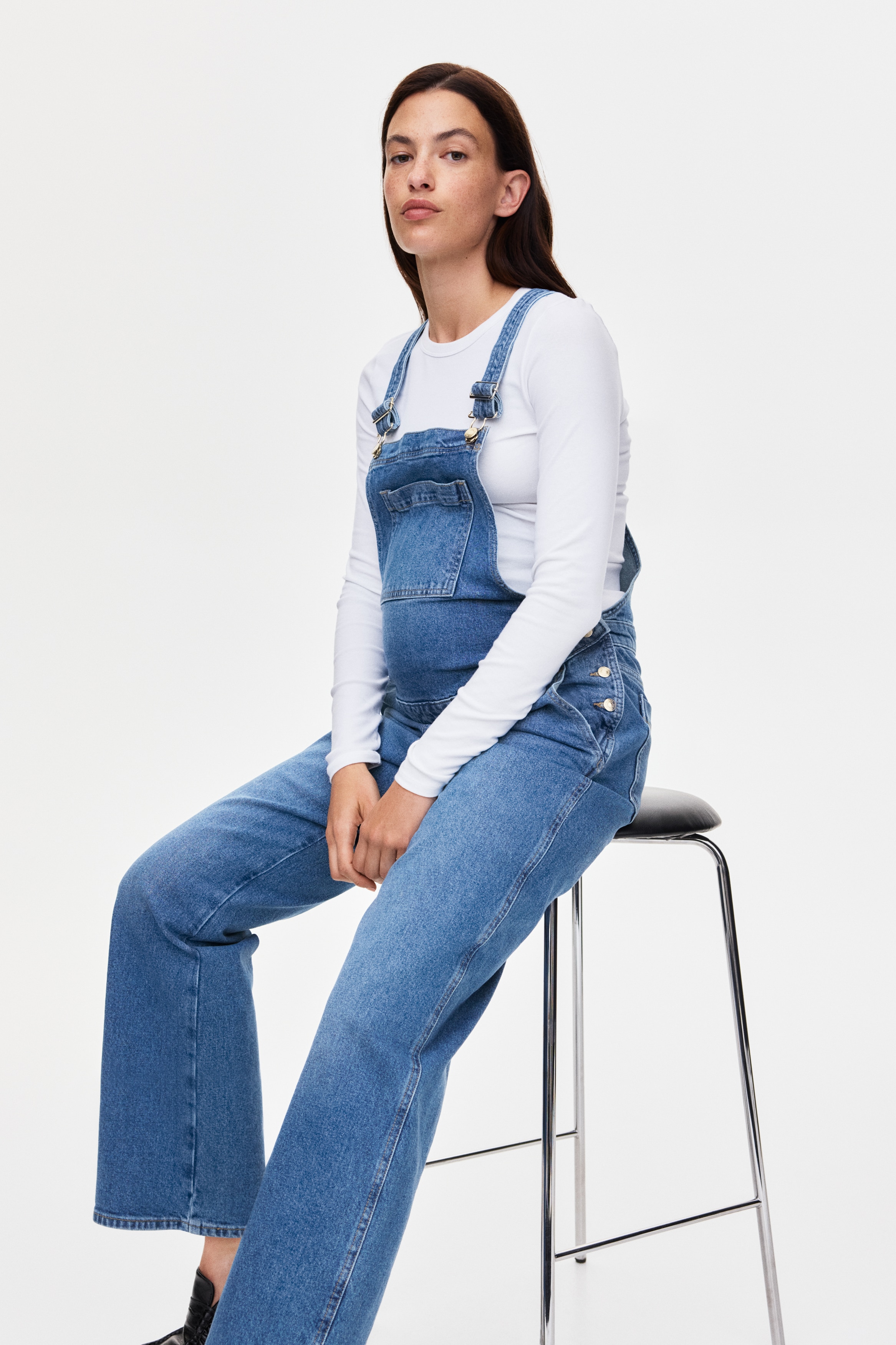 MAMA Τζιν σαλοπέτα Before & After - Μπλε denim/Λευκό/Σκούρο μπλε denim/Μαύρο/Μπλε denim/λεπτές ρίγες