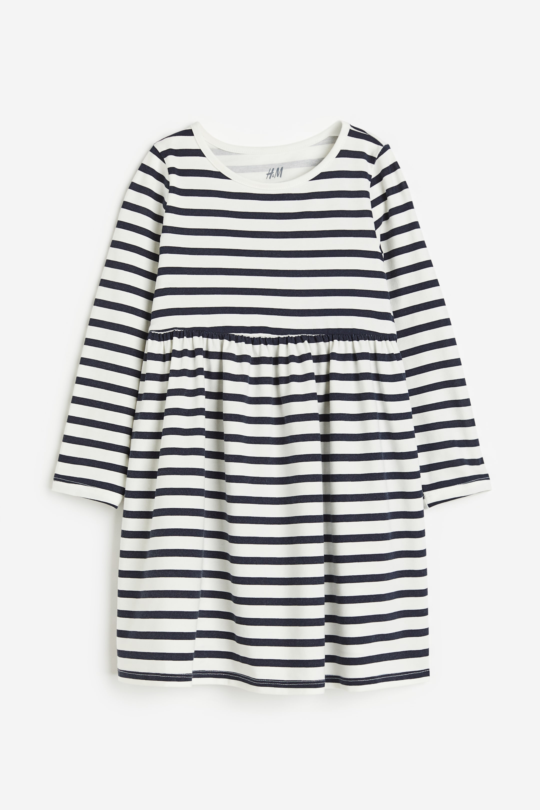 View larger image: Patterned cotton dress - Dark blue/Striped - Kids | H&M MY 1