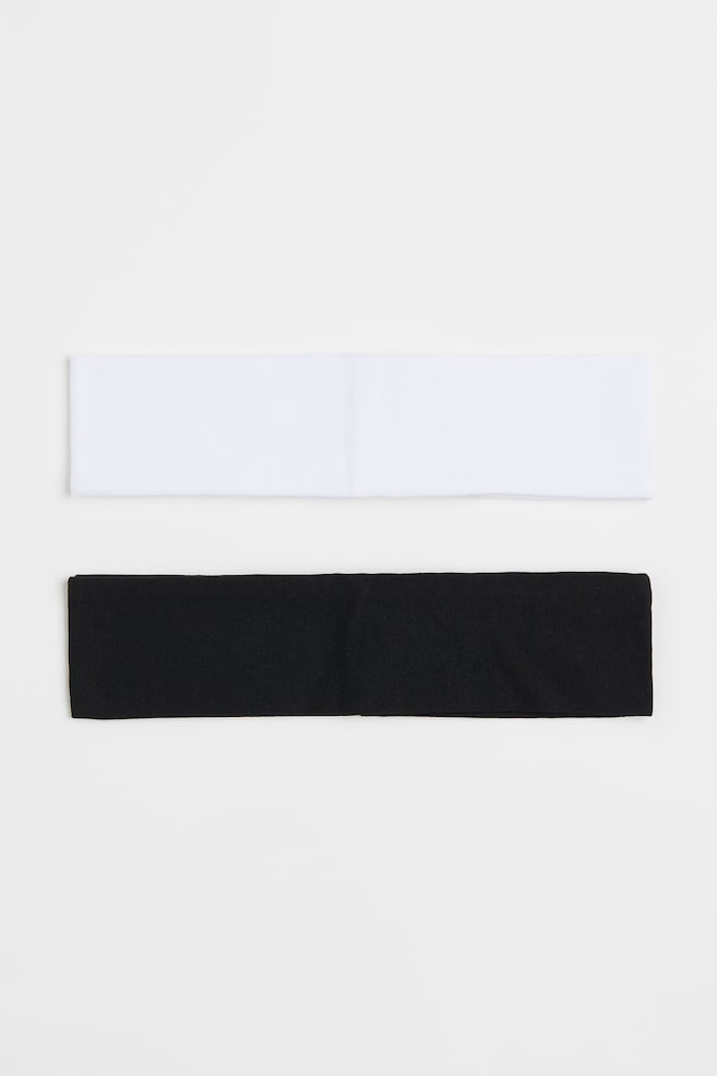 2-pack jersey headbands - Black/White - 1