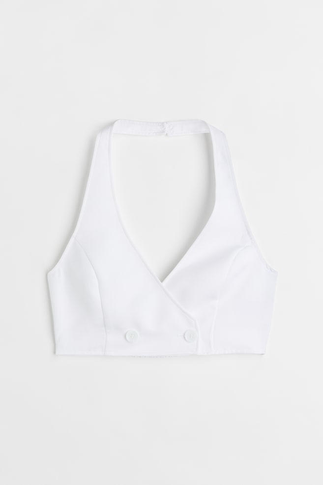 Crop top escote halter - White - 1