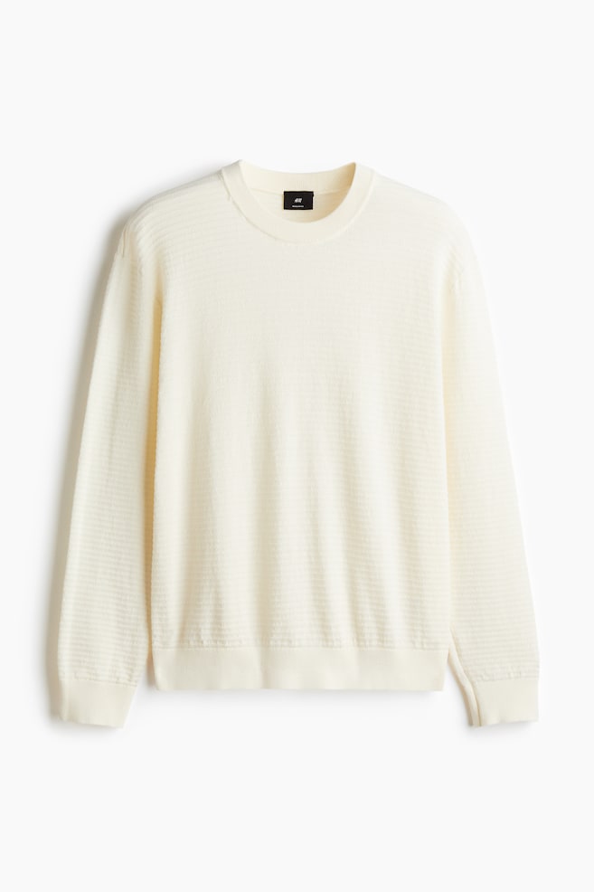 Regular Fit Textured-Knit Sweater - Cream - 1
