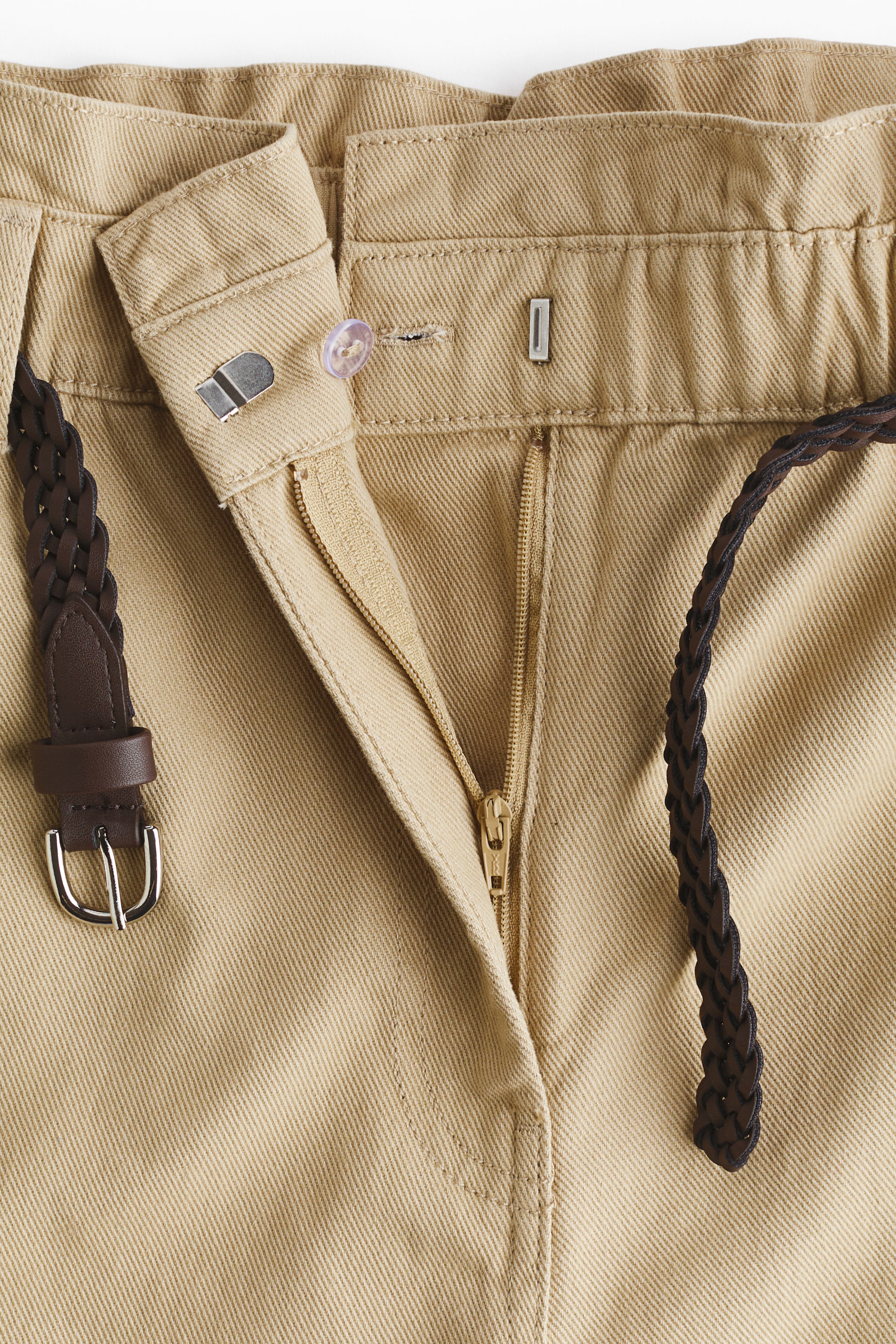 Belted Twill Shorts