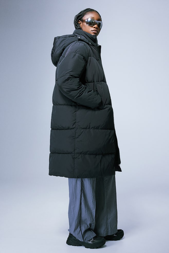 Long puffer jacket - Black - 5