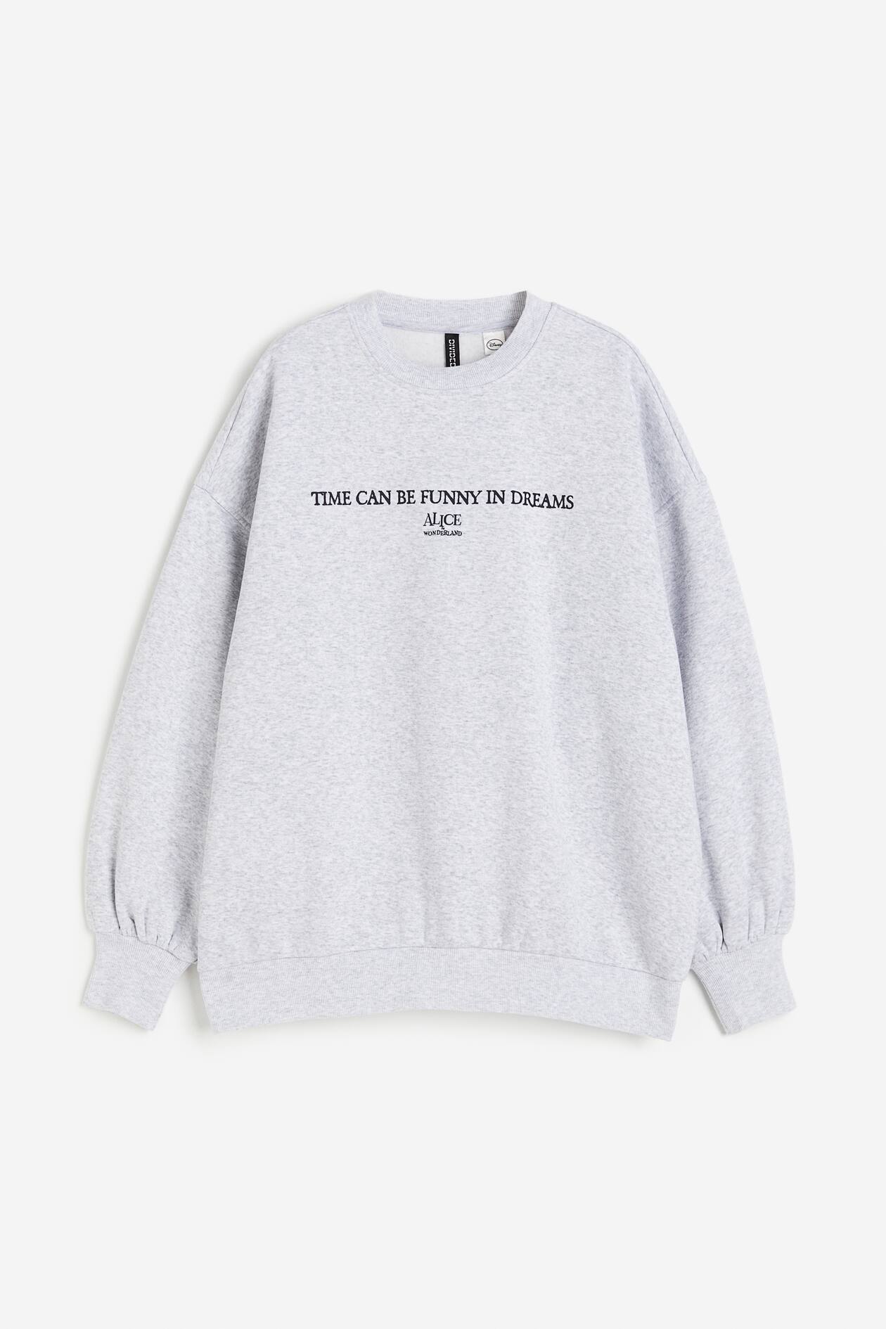 Oversized Printed Sweatshirt Gray/Alice in Wonderland Ladies