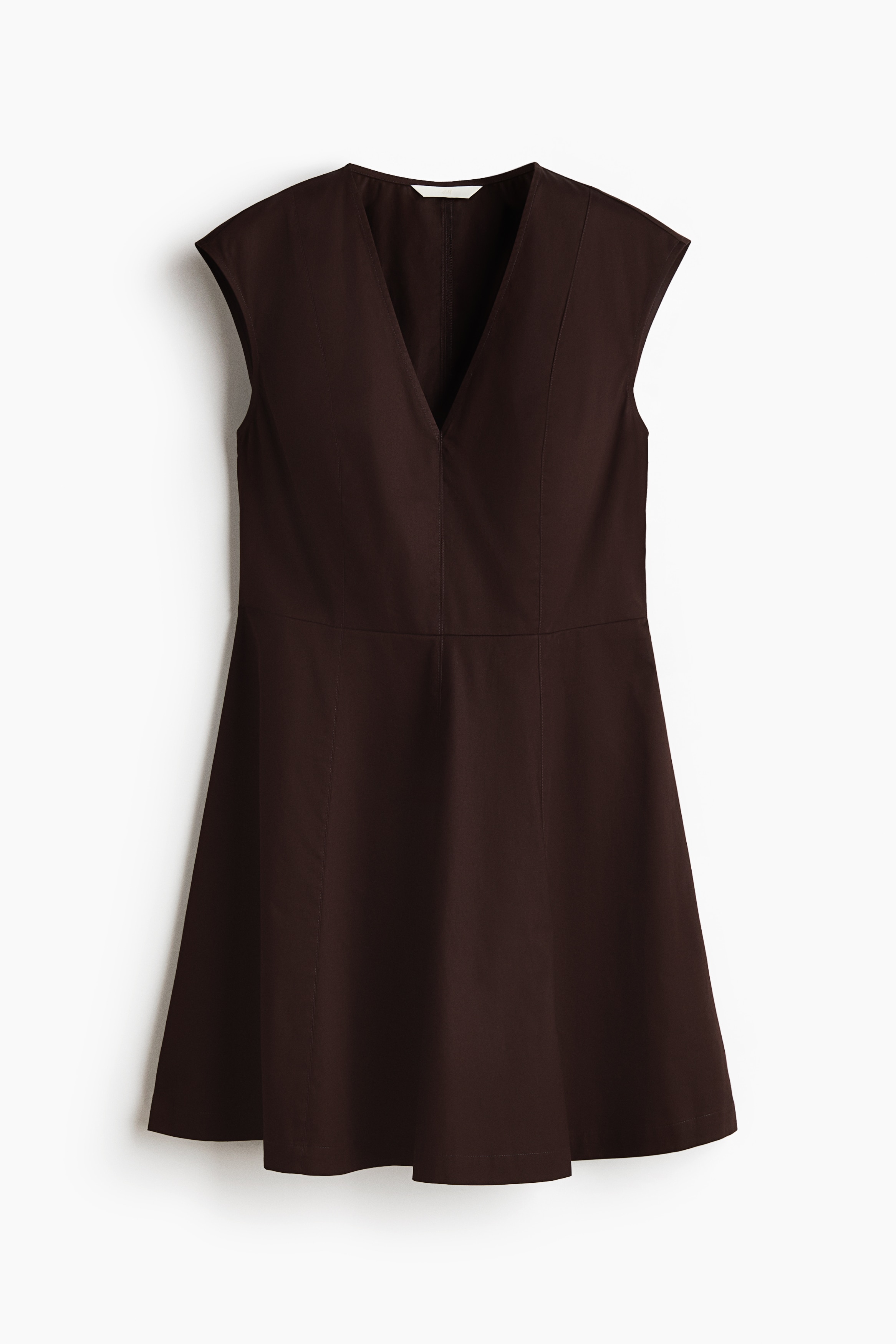 Cotton Poplin Dress - Dark brown/Bright red
