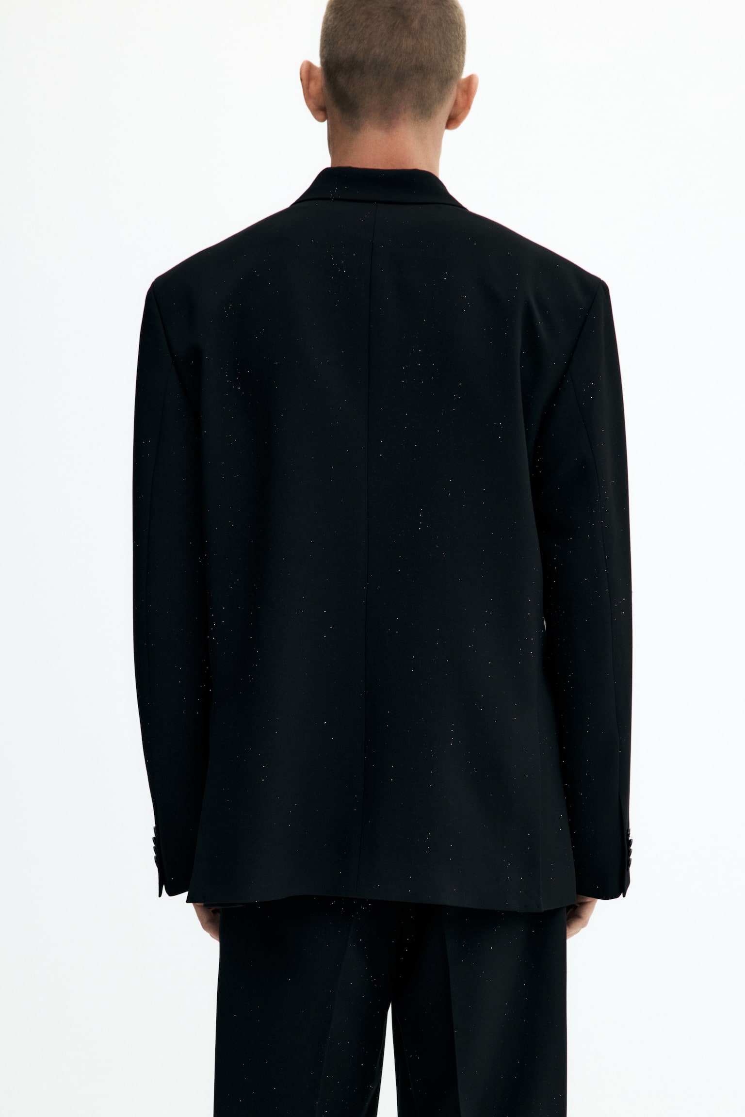 Relaxed Fit Double-breasted jacket - Black/Glittery - 7