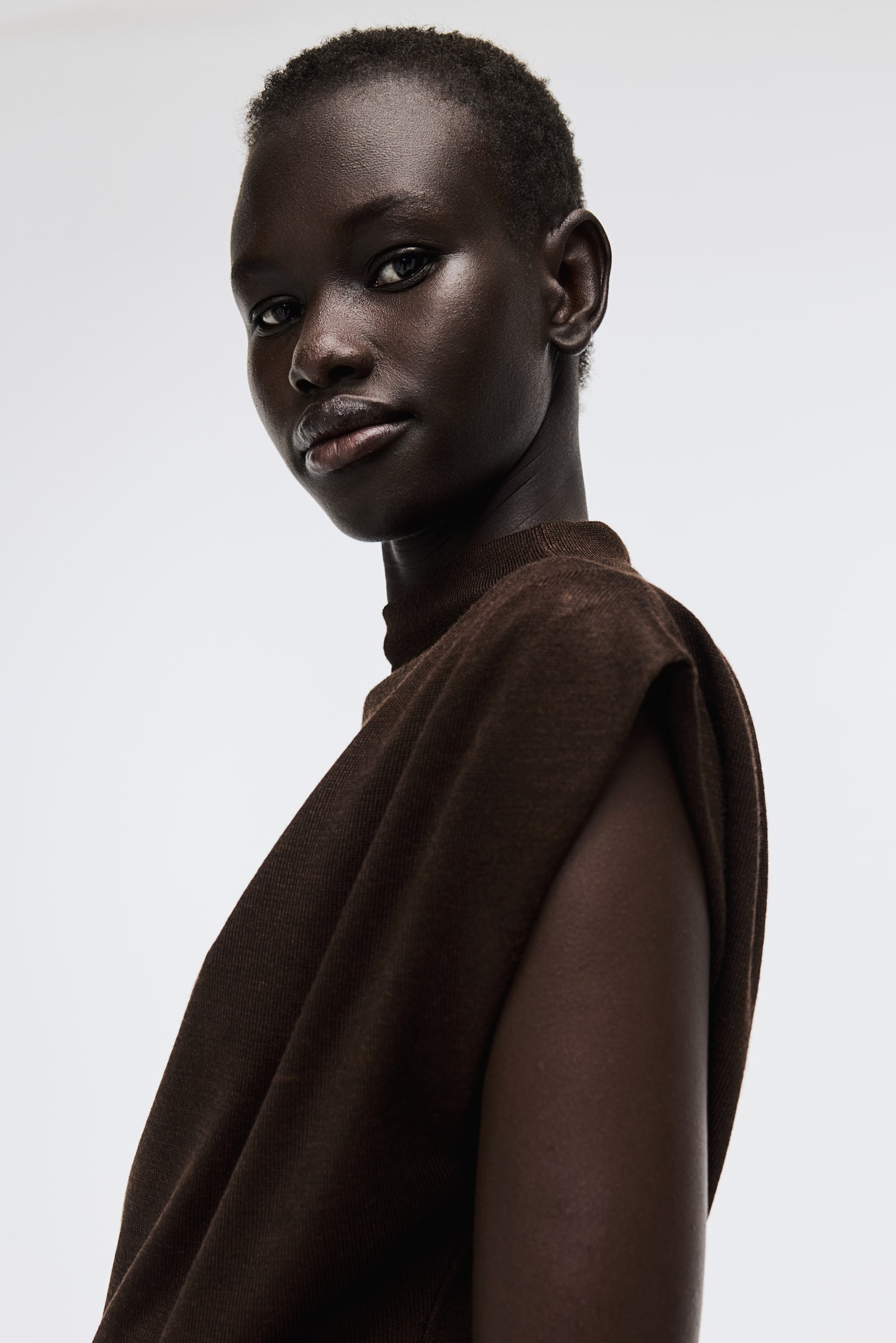 Fine-knit top - Brown/Light beige - 4