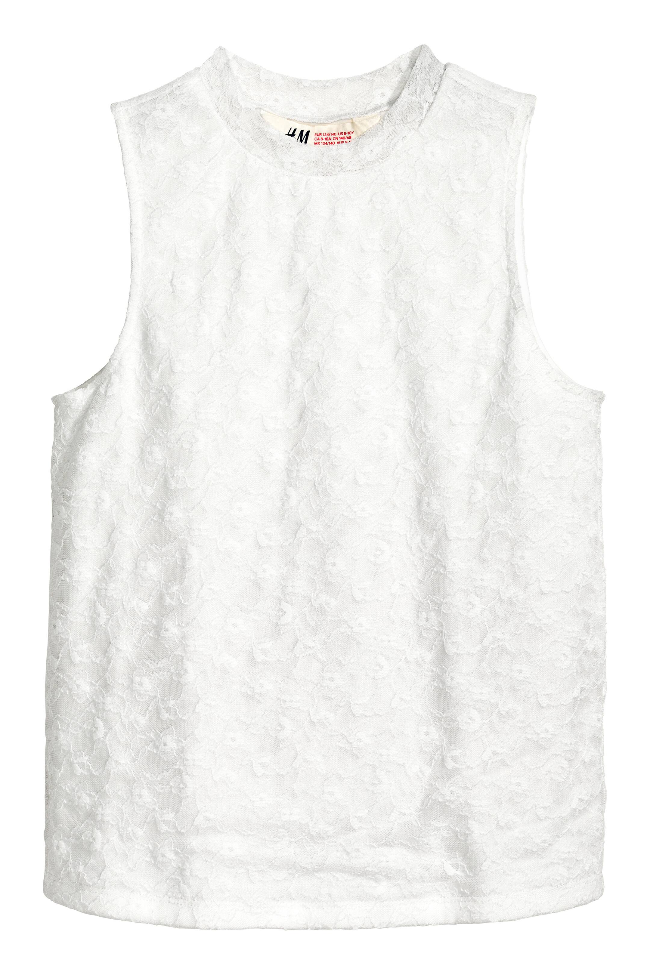 View larger image: Sleeveless lace top - White - Kids | H&M GB 1