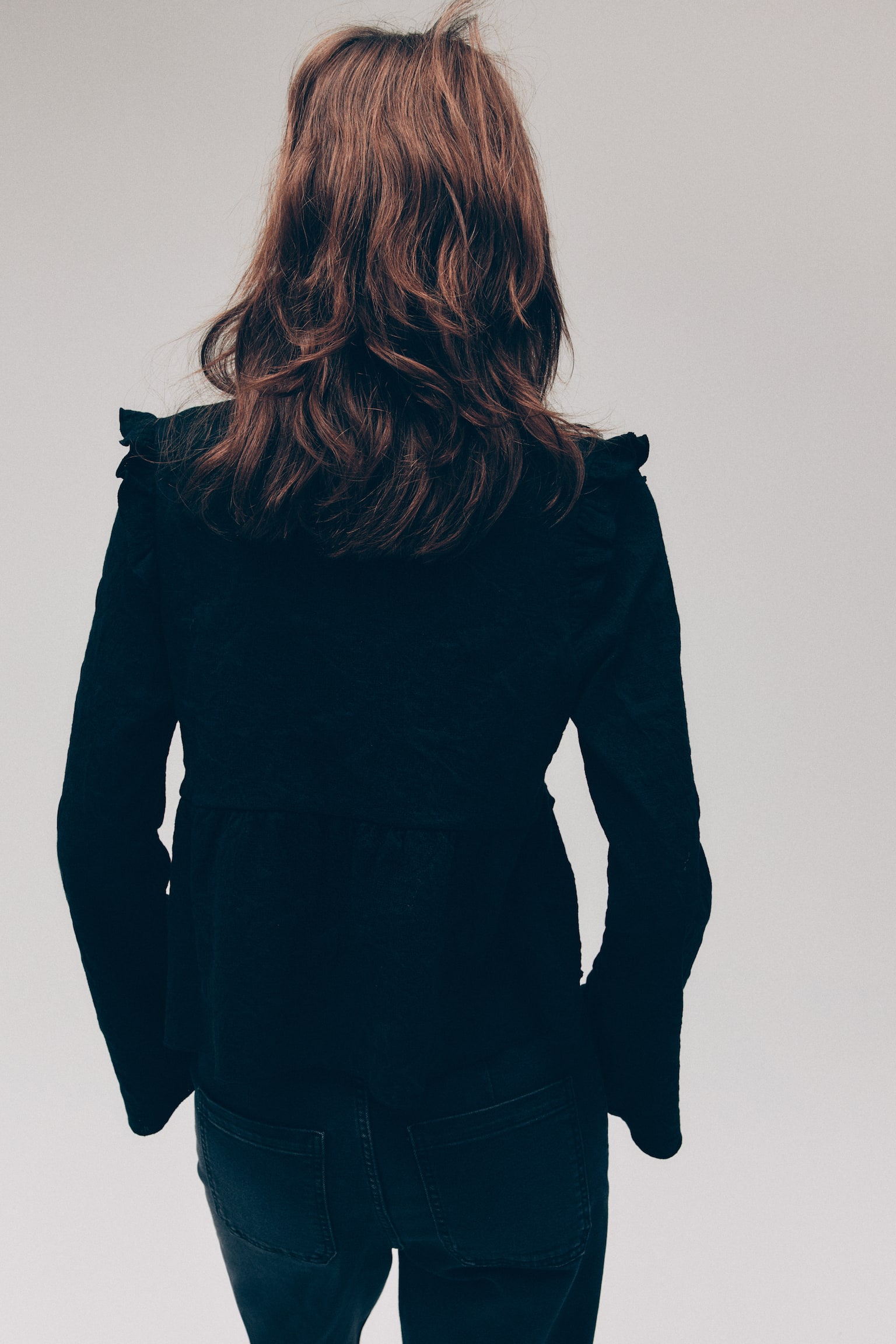 Jacquard jersey blouse - Black/Cream - 4